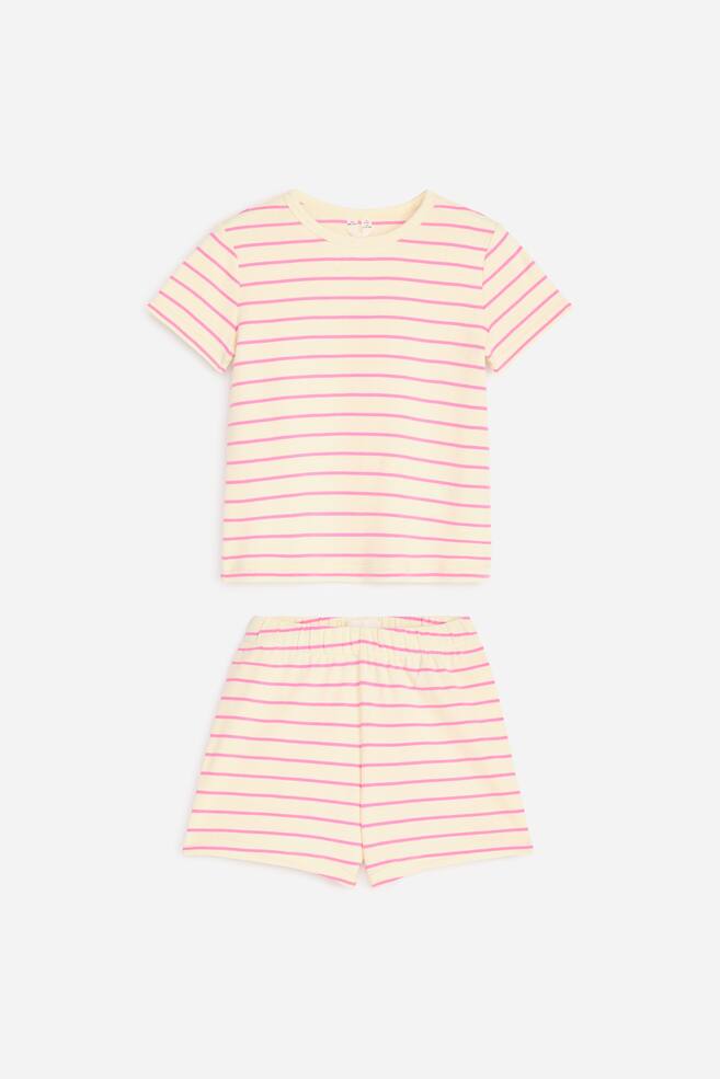 Pijama curto em jersey - Cor-de-rosa/amarelo/Azul claro/Dinossauros/Rosa/Corações/Cinzento - 1