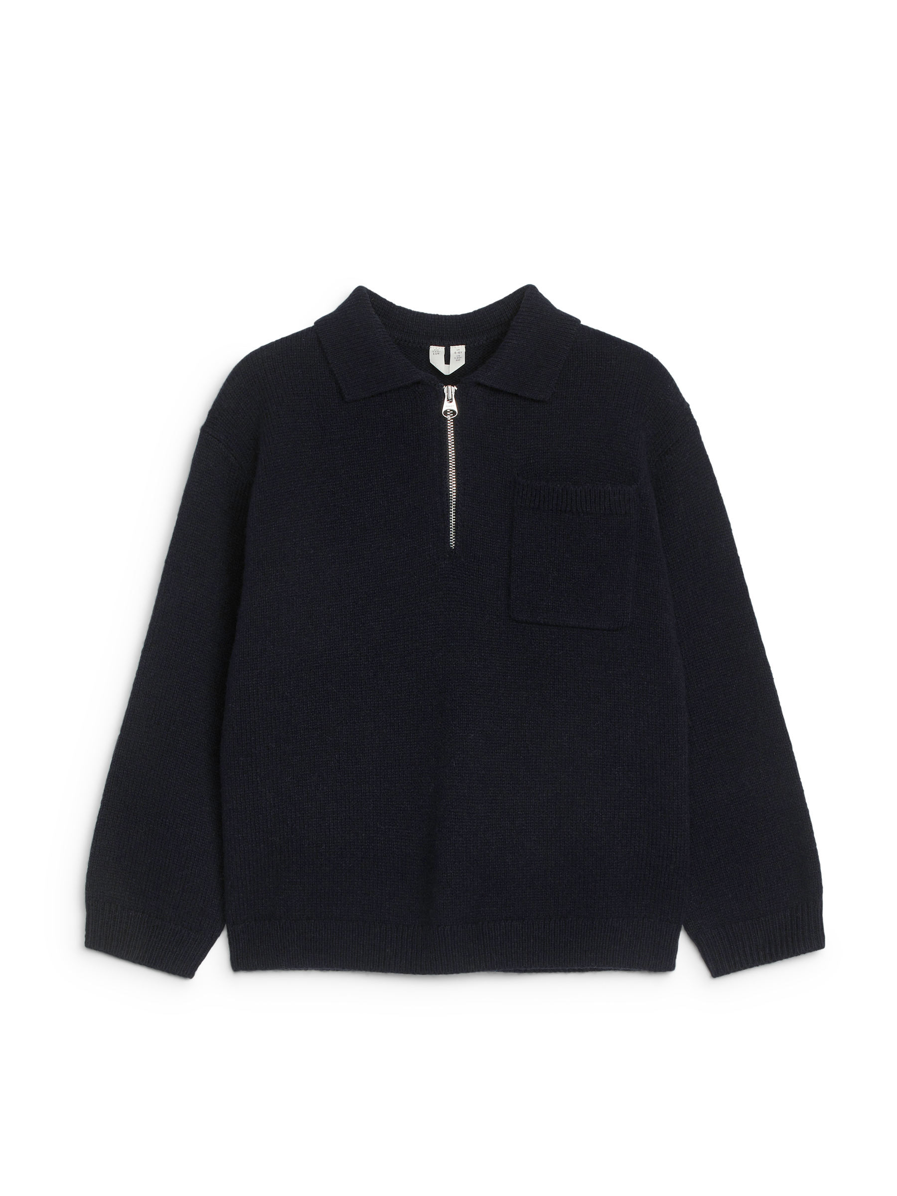 Knitted Wool Zip Polo Shirt - Dark Blue - Relaxed fit - Children - StillMedia/DescriptiveStillLife - 1