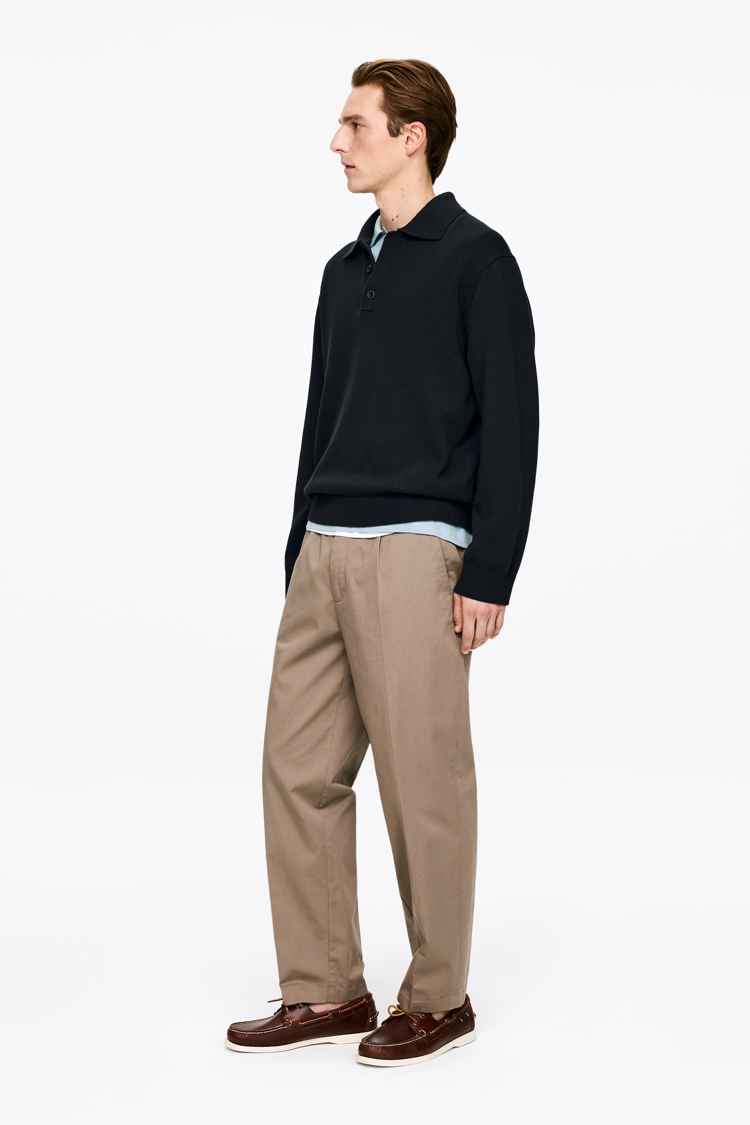 Polo shirt i lyocell och bomull - Mörkblå/Beige/Grön - 6