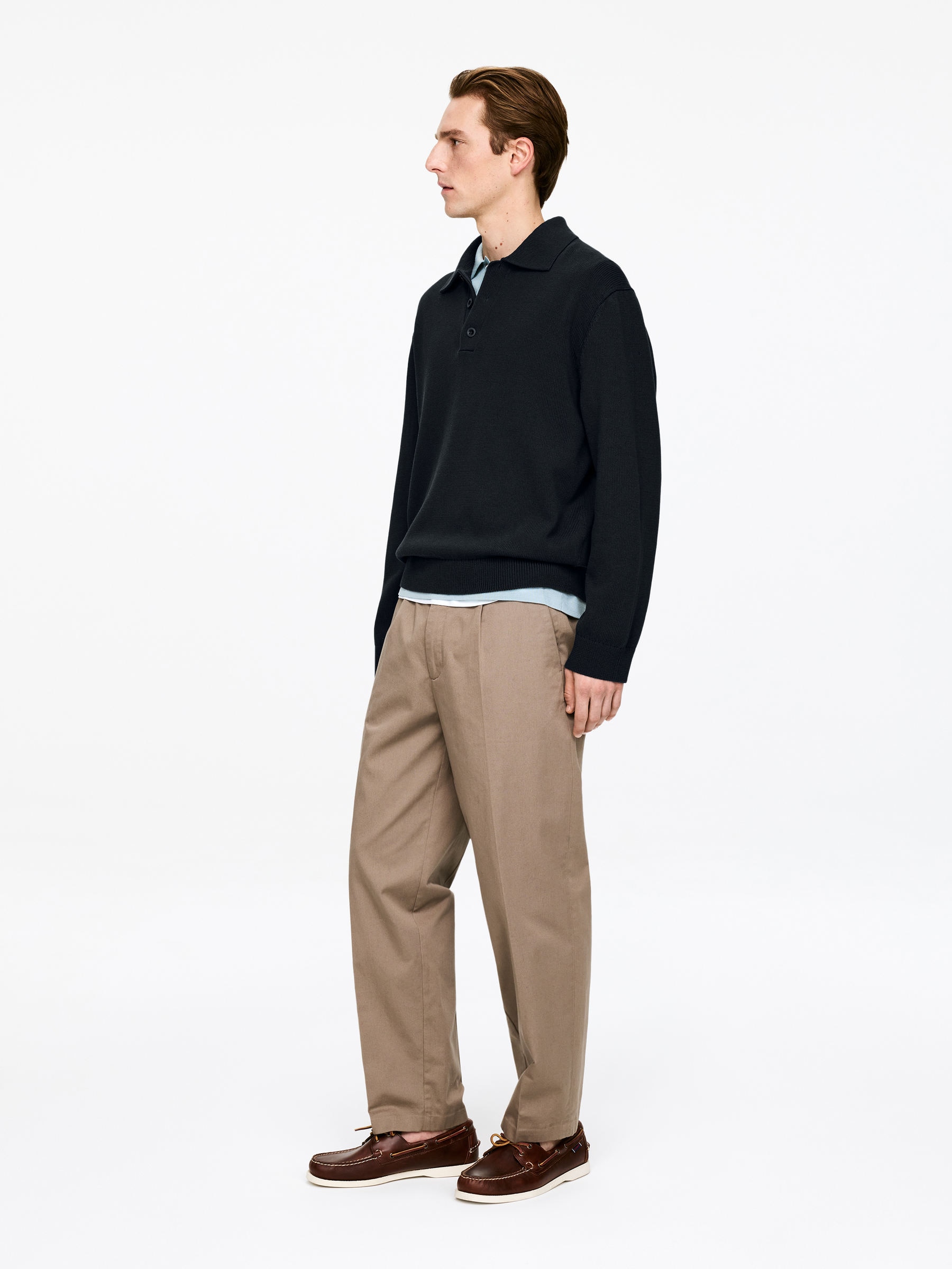 Cotton Lyocell Polo Shirt - Dark Blue - Regular fit - Men - StillMedia/Lookbook - 4