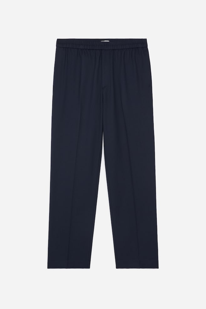 Hose aus Wollmischung mit Kordelzug - Navy/Grau - 1