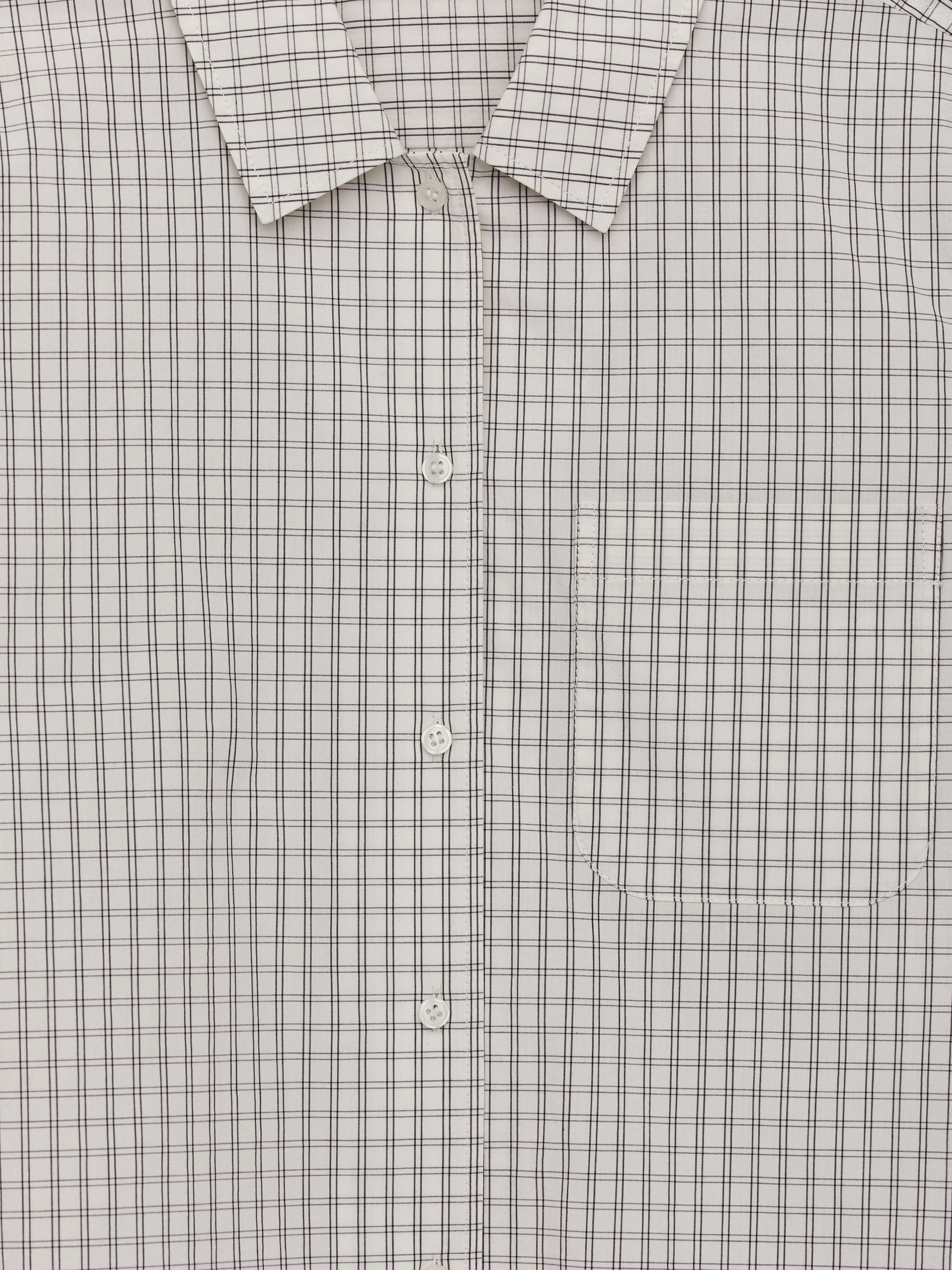 Grotere afbeelding bekijken: Cropped Cotton Shirt - White/Black - DAMES | H&M BE 2