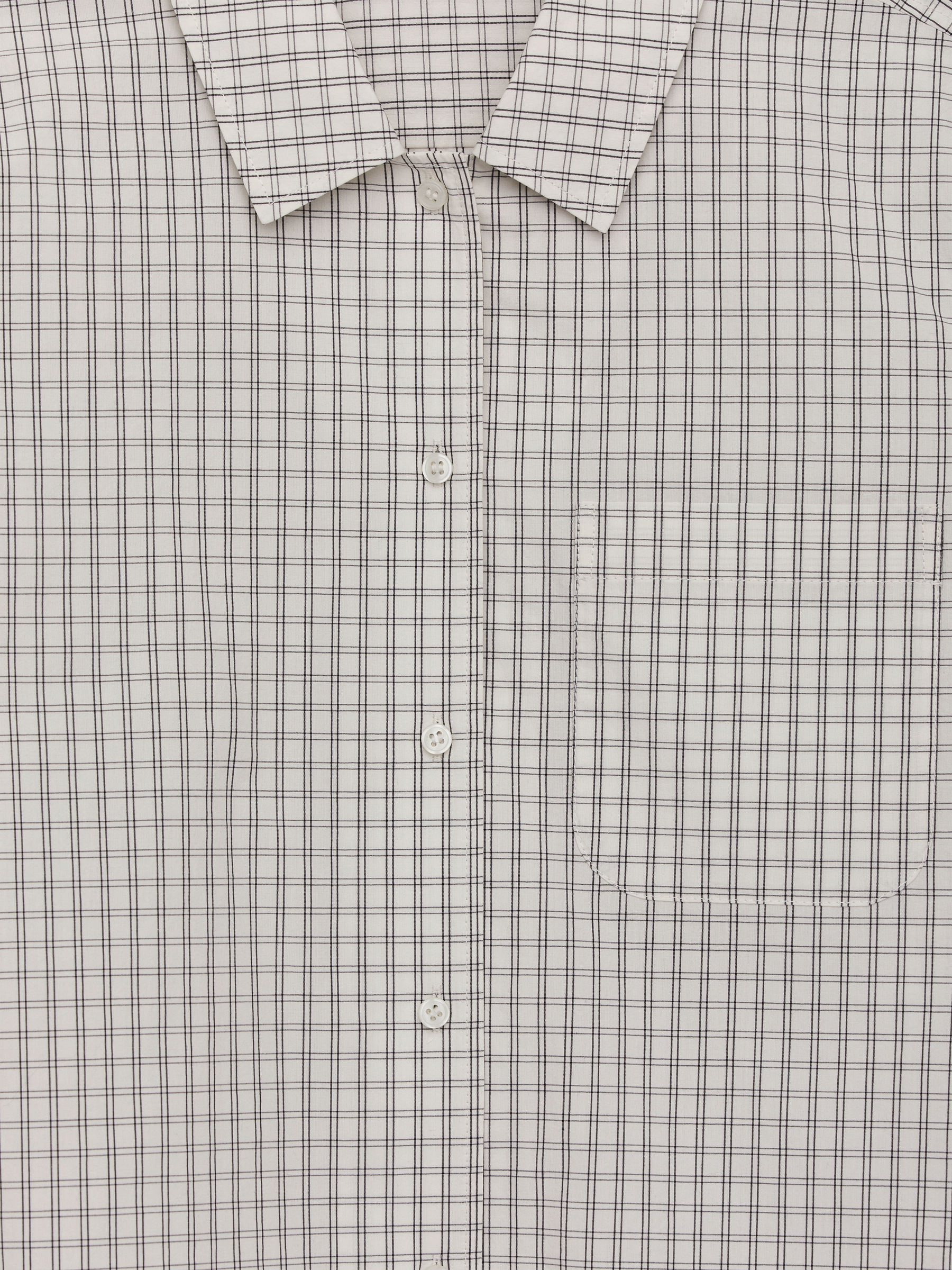 Cropped Cotton Shirt - White/Black - Regular fit - Women - StillMedia/DescriptiveDetail - 1