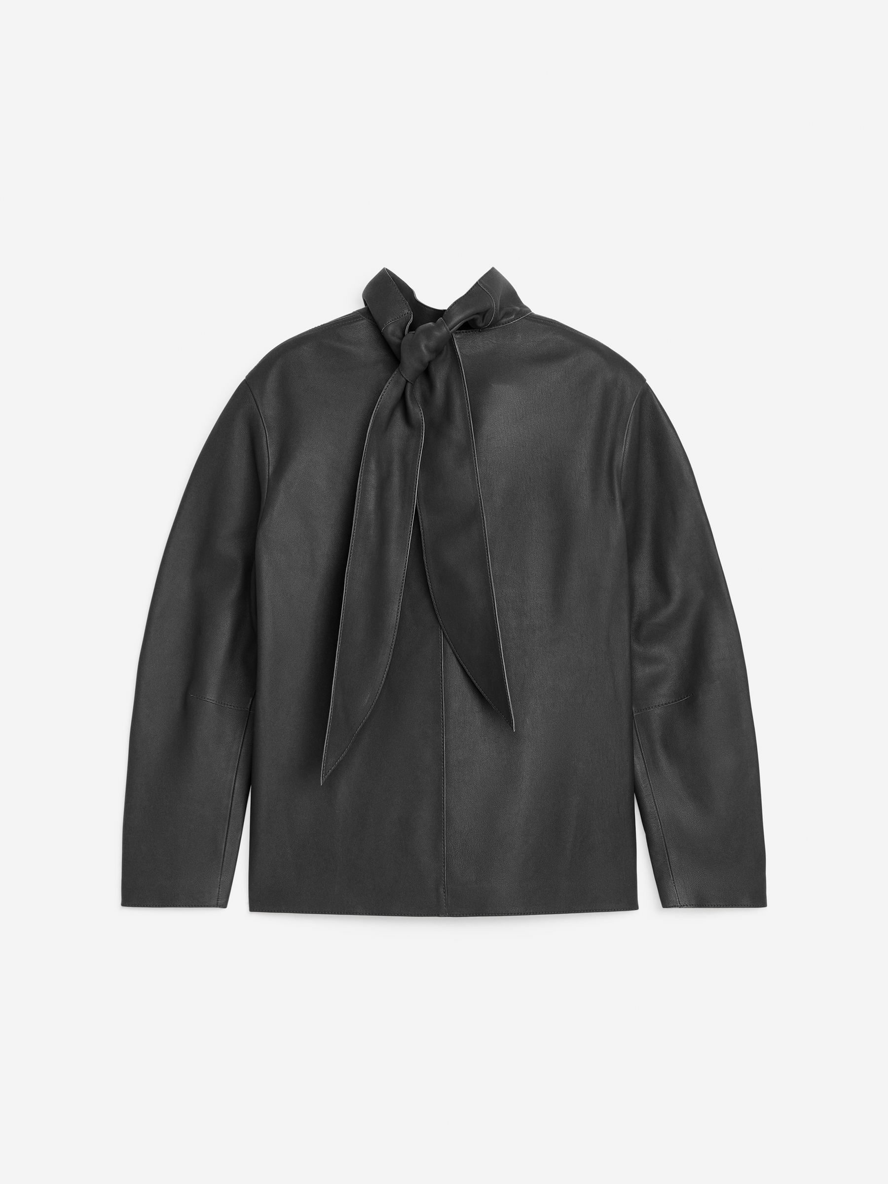 Top de piel con detalle de fular - Gris - Corte estándar - Women - StillMedia/DescriptiveStillLife - 2