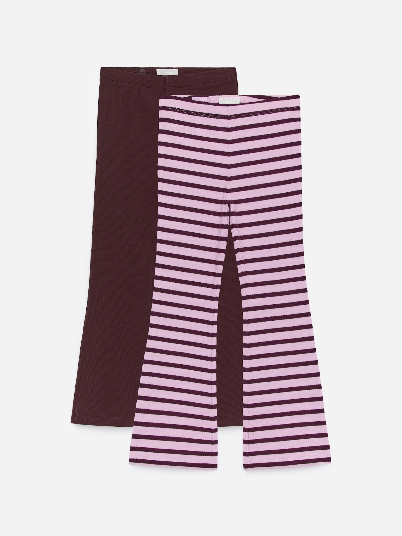 Flared Rib Leggings Set of 2 - Burgundy/Pink - 1