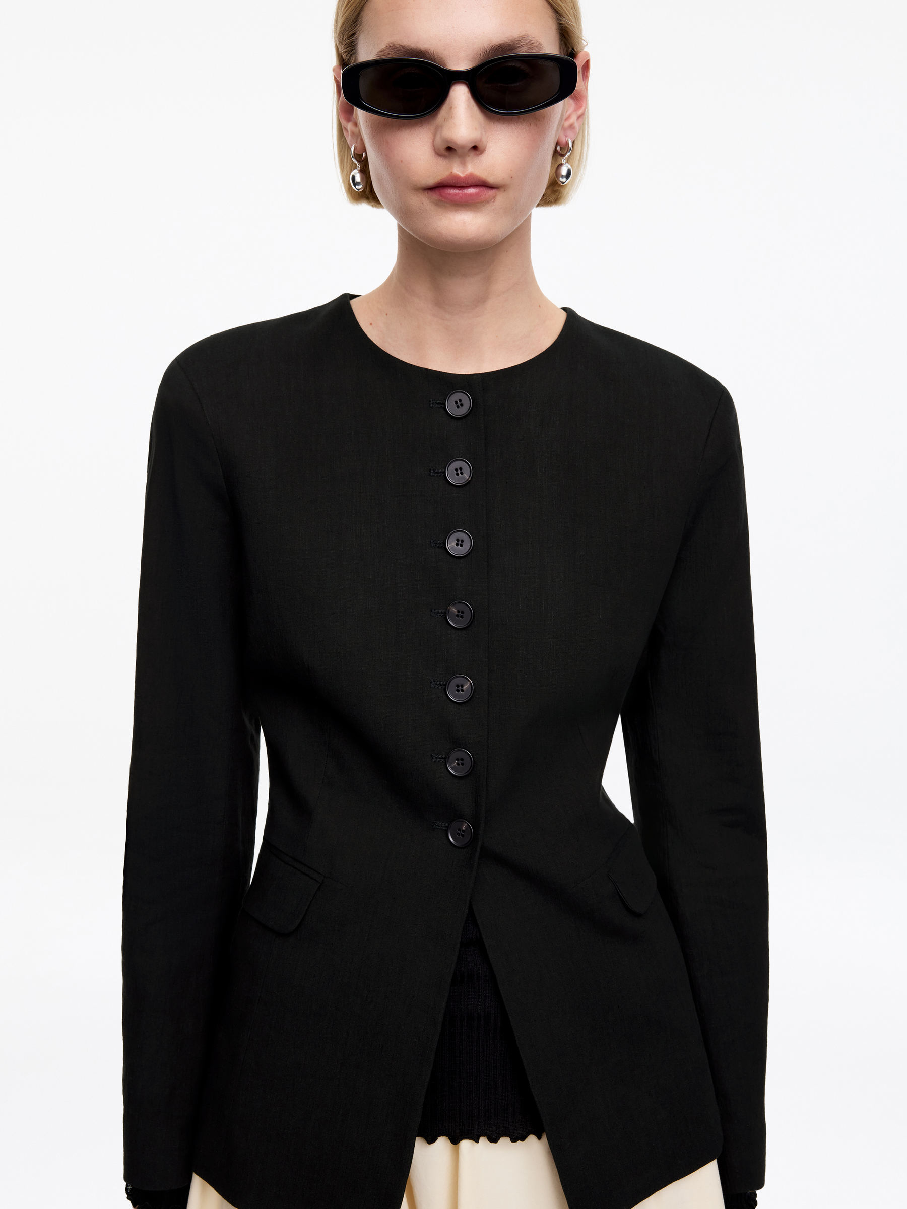 Kavaj i linneblandning - Svart - Slim fit - Women - StillMedia/Lookbook - 13