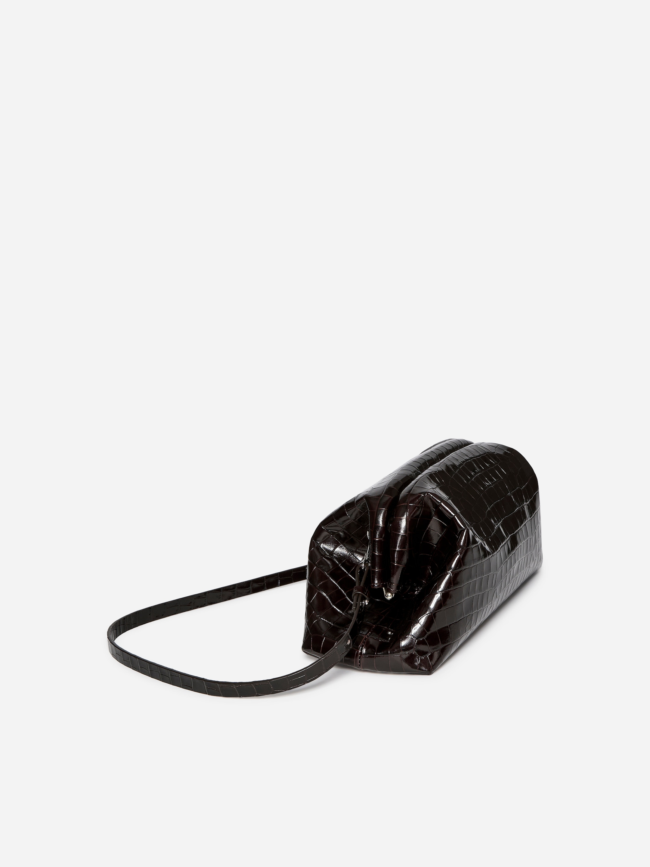 Croco-Embossed Clutch - Dark Brown/Faux Crocodile - Women - StillMedia/DescriptiveStillLife - 2