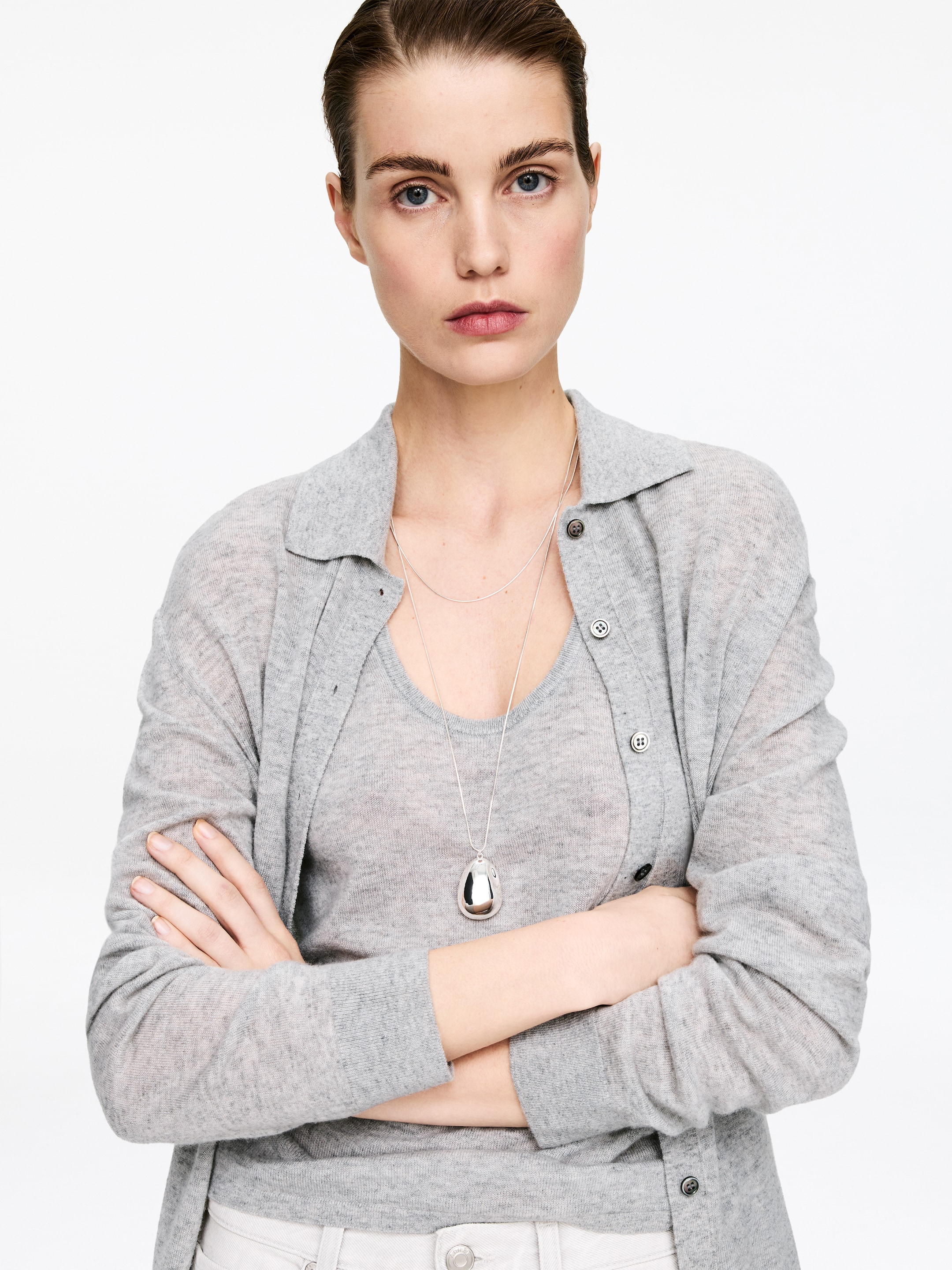 Pure Cashmere Tank Top - Light Grey - Regular fit - Women - StillMedia/Lookbook - 3