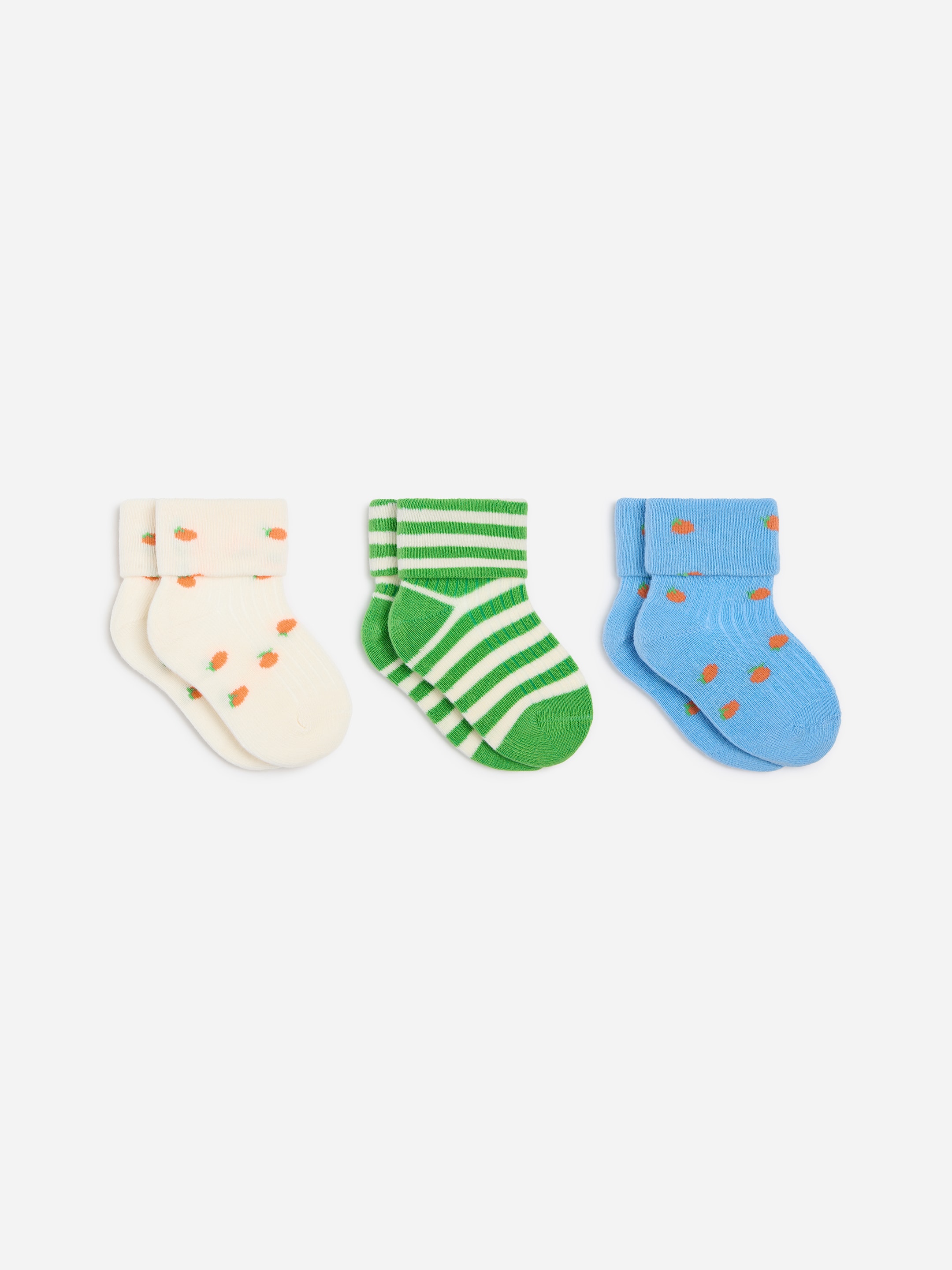 Rib Socks Set of 3 Pairs-Blue-19251