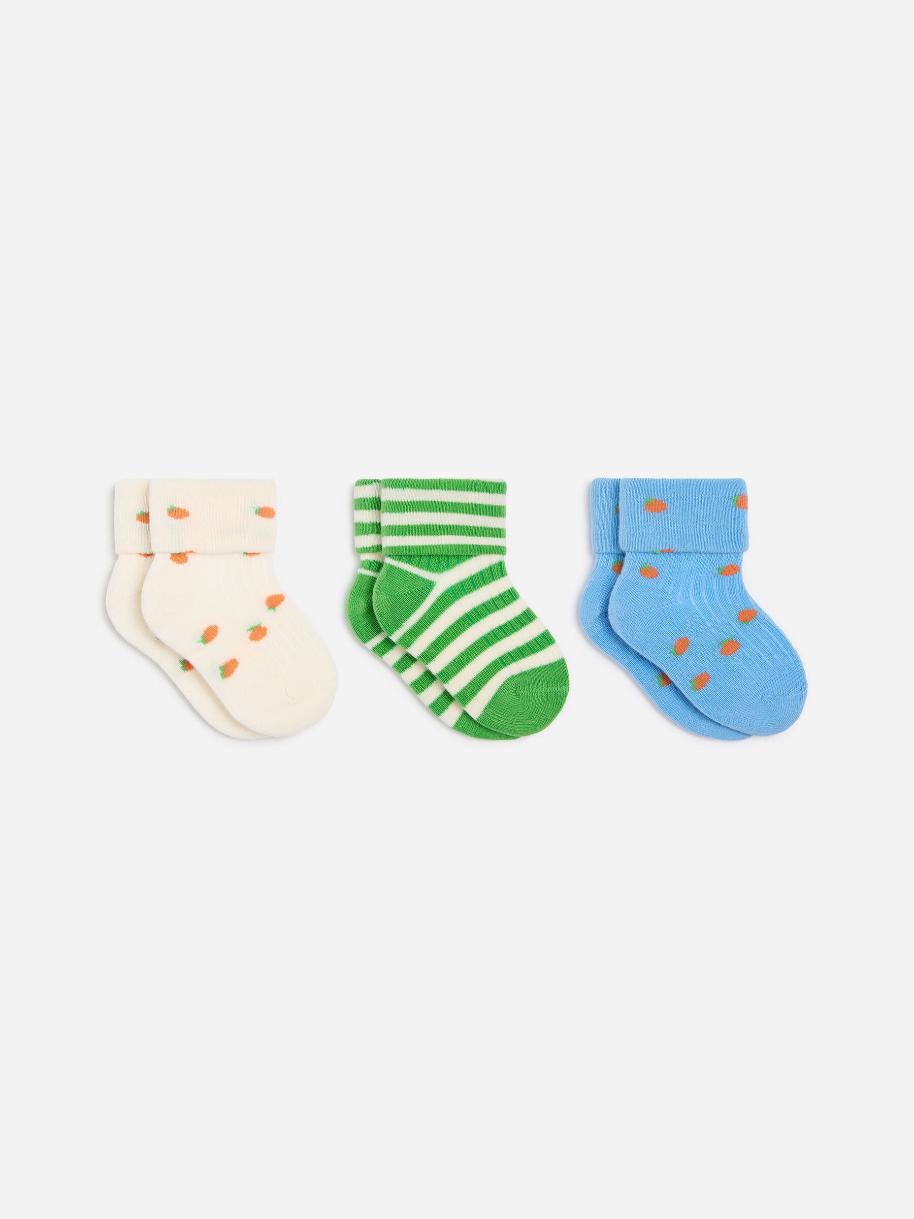 Rib Socks Set of 3 Pairs-#92B1DD-19251