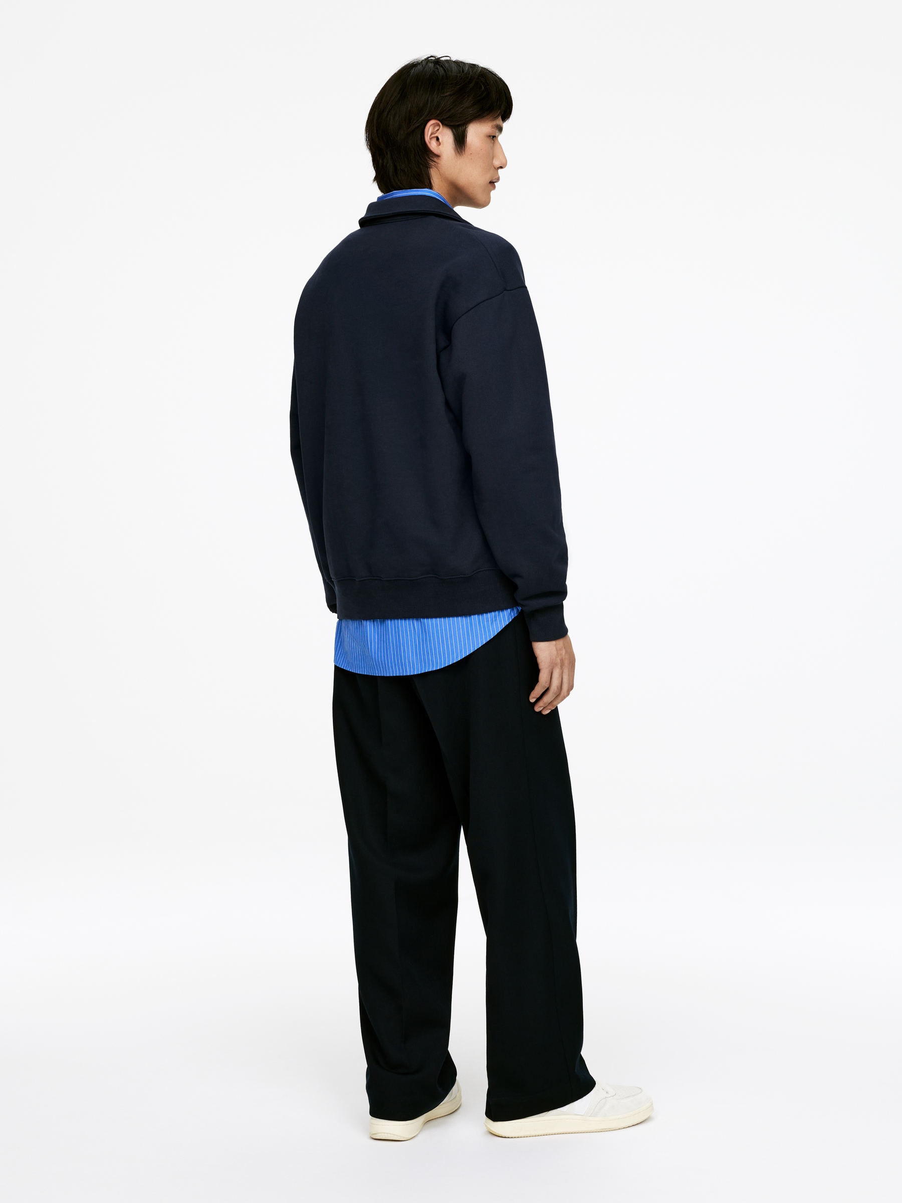 Half Zip Cotton Sweatshirt - Dark Blue - Regular fit - Men - StillMedia/Lookbook - 6