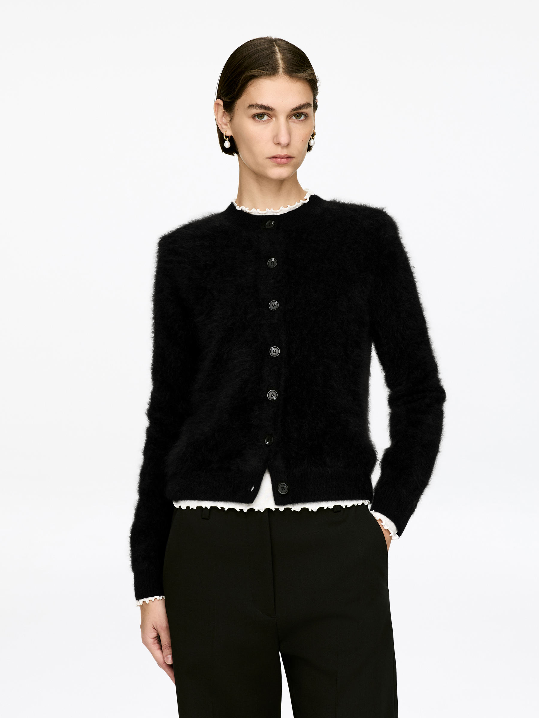 Pure Brushed-Cashmere Cardigan-#272627-17313