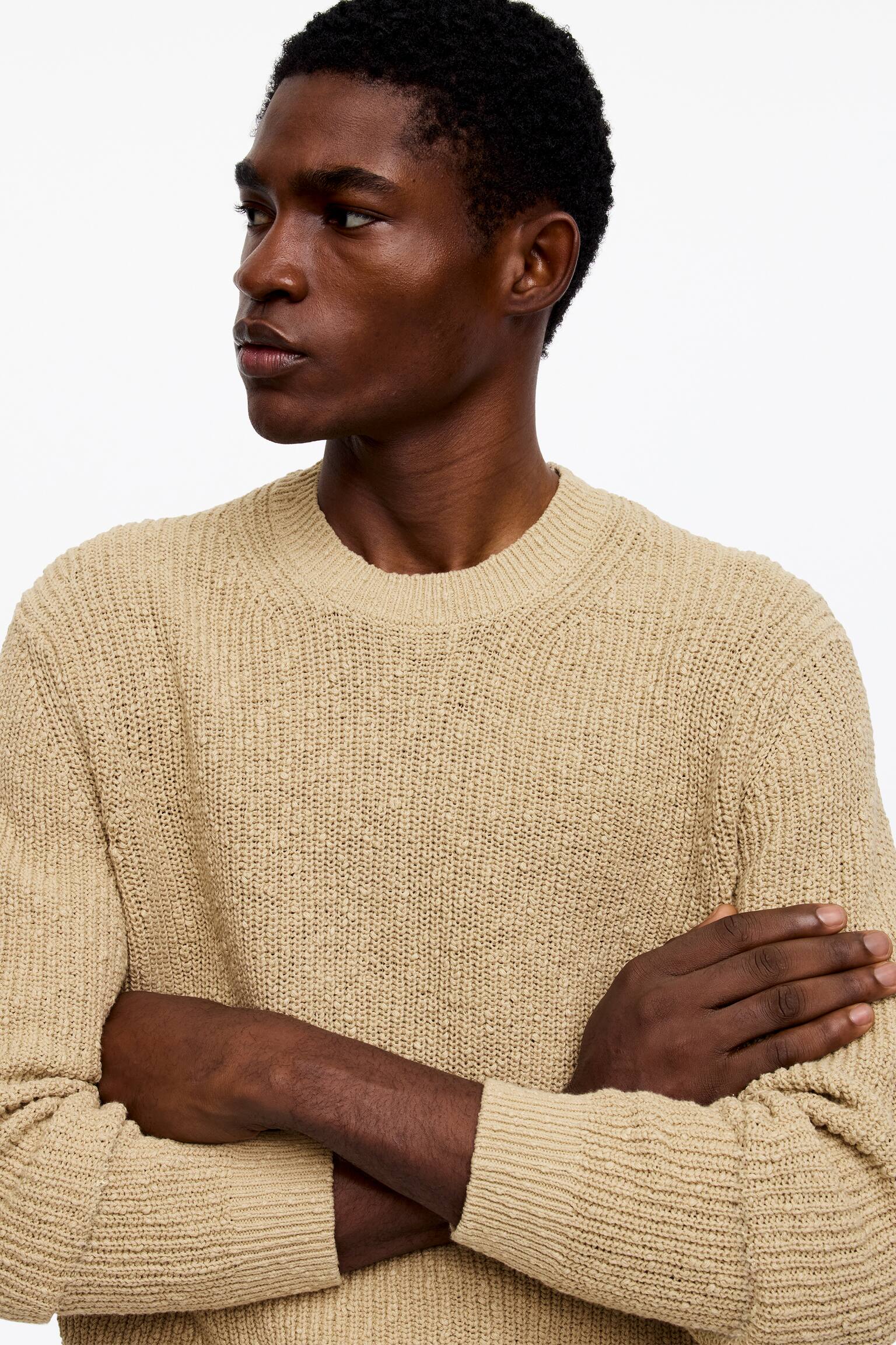 Jersey de mezcla de lino y algodón - Beige - 4