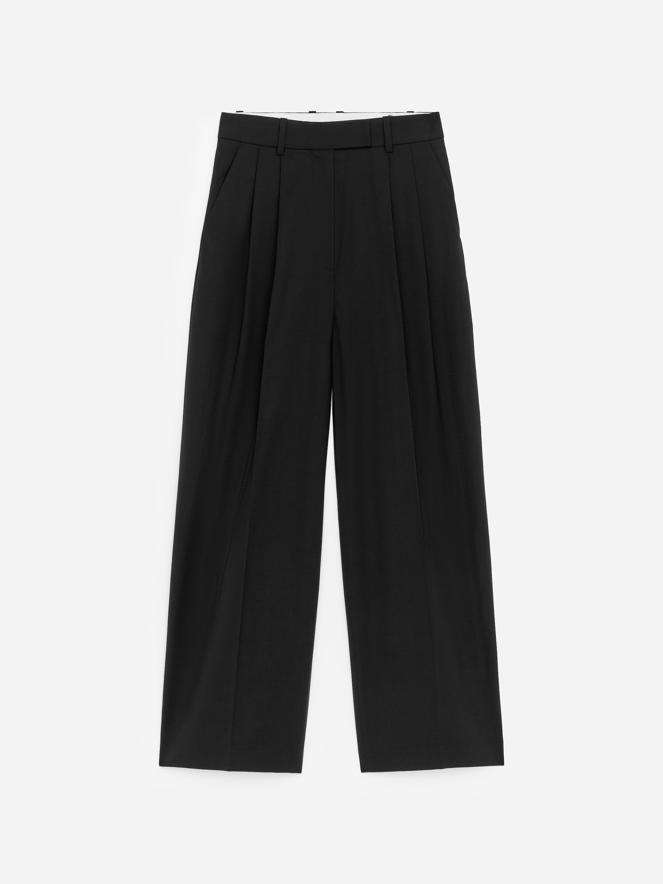 Wide Tailored Trousers-Black-18037