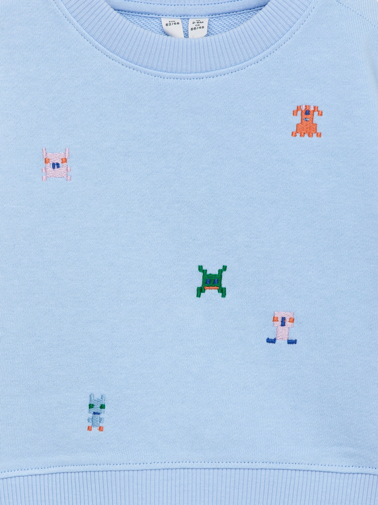 Baumwoll-Sweatshirt mit Stickerei - Hellblau - 3