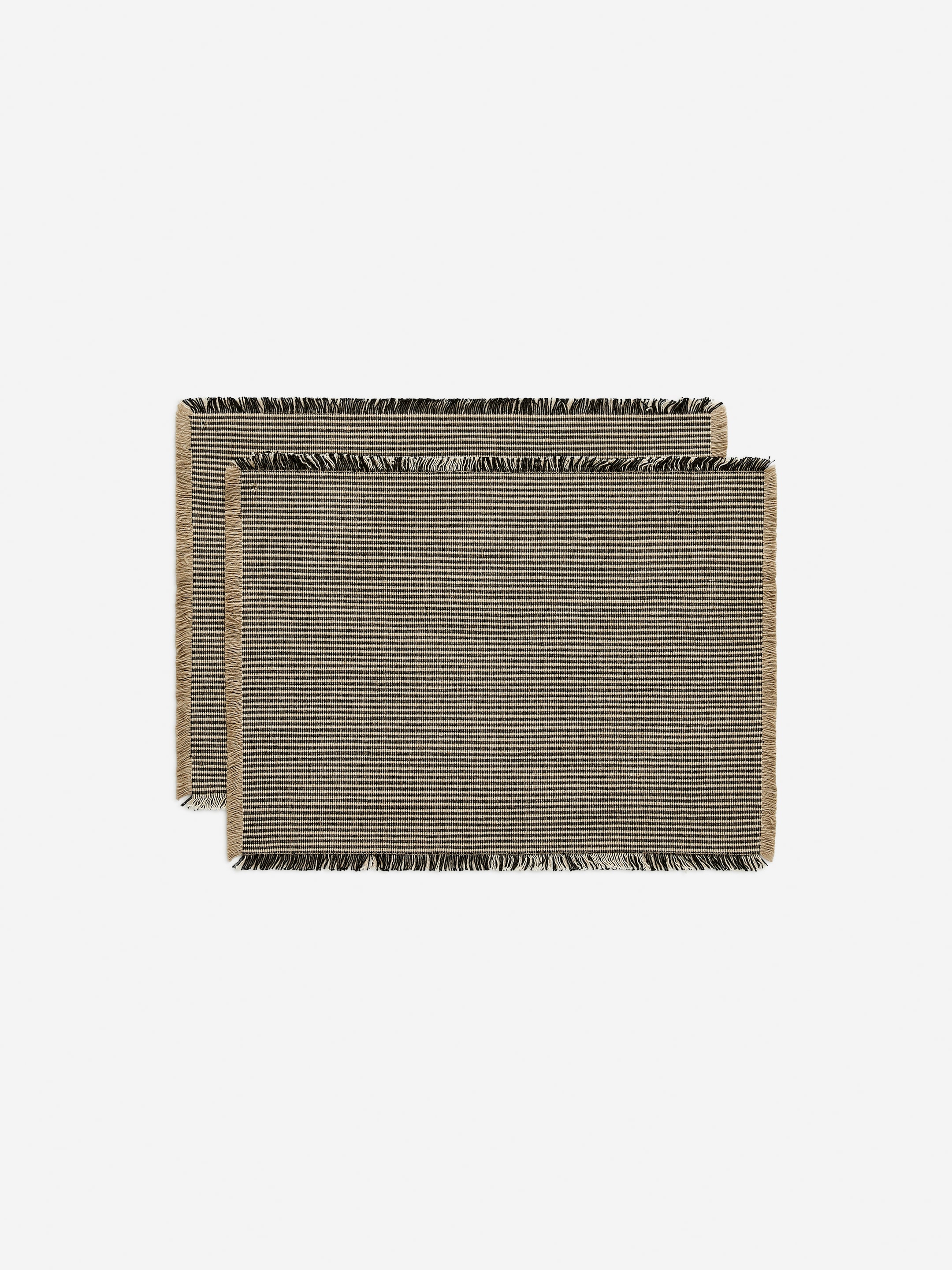 View larger image: Linen Blend Placemat Set of 2 - Black/Beige - Home All | H&M GB 1