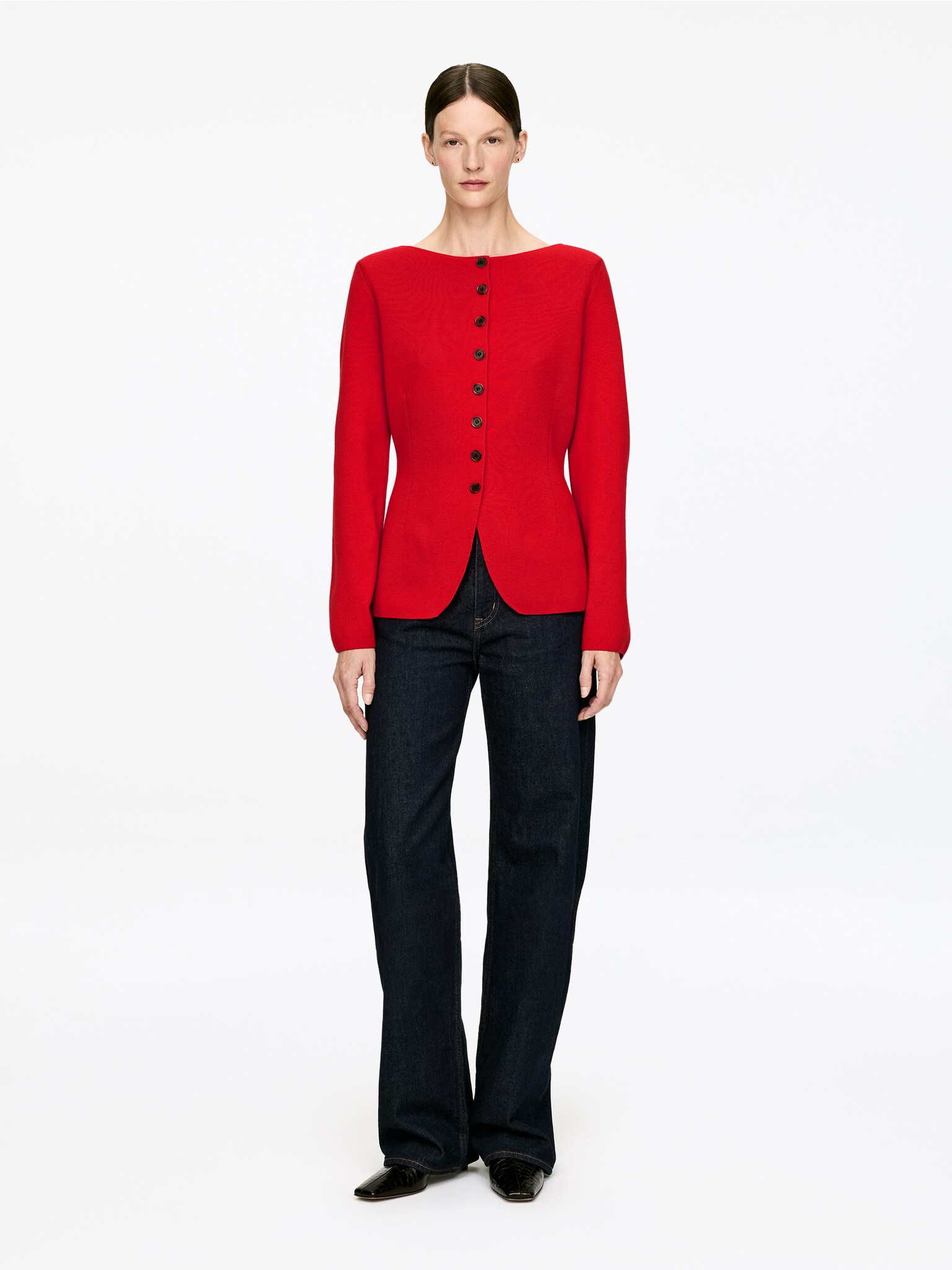 Cardigan en laine Nativa - Rouge/Noir - 2