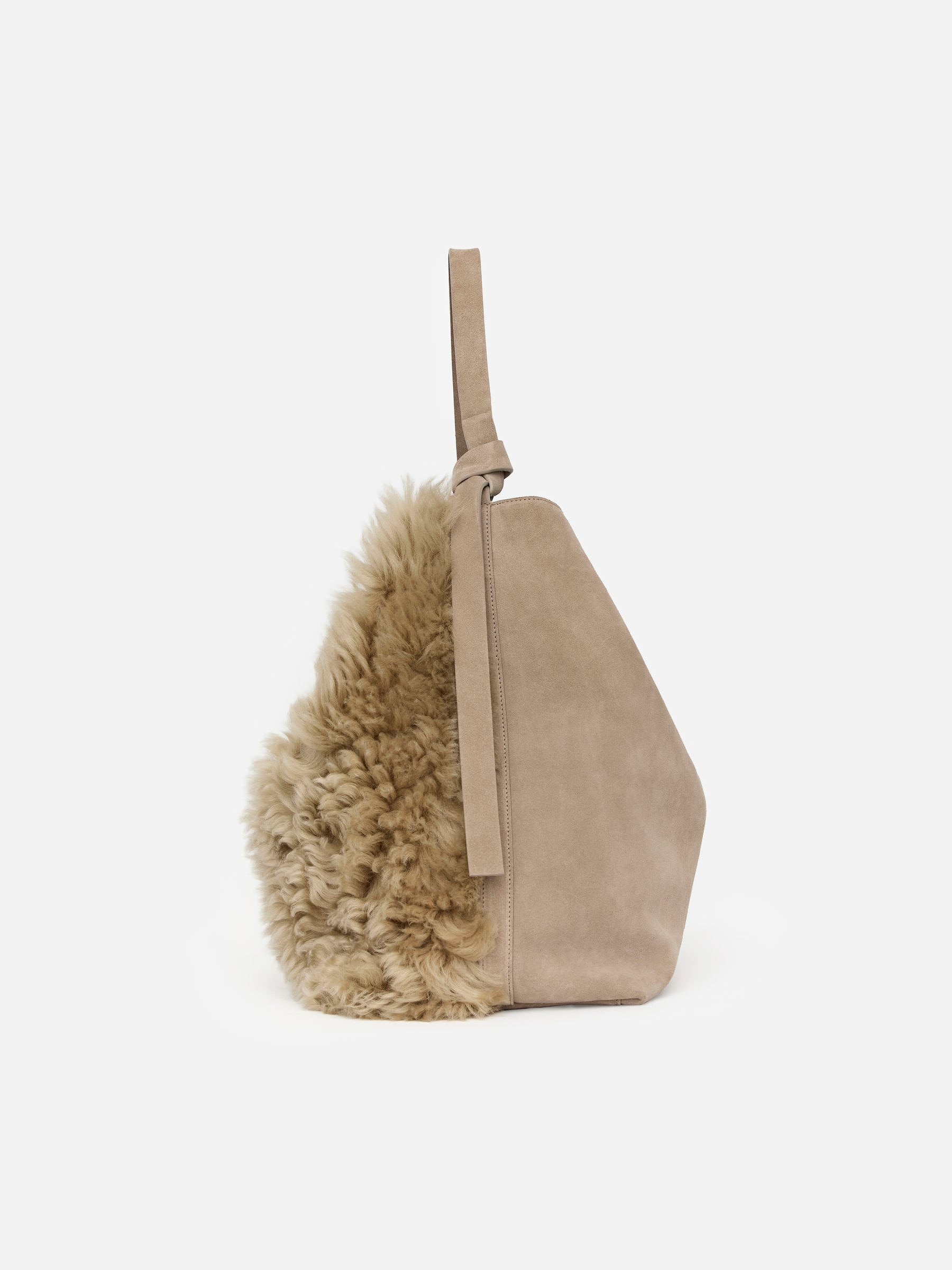 Sac cabas en daim et peau lainée - Beige - Femme - StillMedia/DescriptiveStillLife - 2