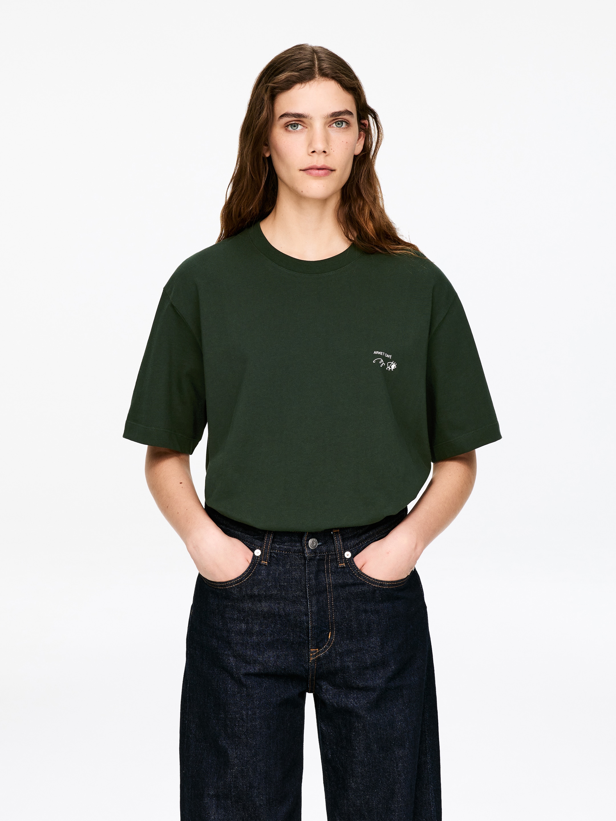 Vezi imaginea mai mare: ARKET CAFÉ Tricou imprimat - Verde închis/Alb - BĂRBAŢI | H&M RO 1