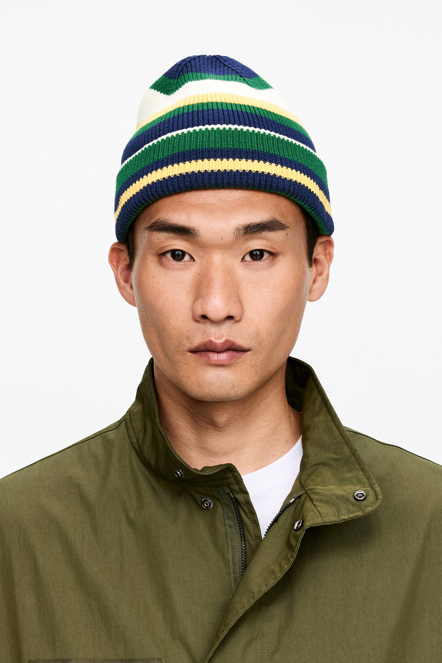 Katoenen beanie - Groen/meerkleurig - 1