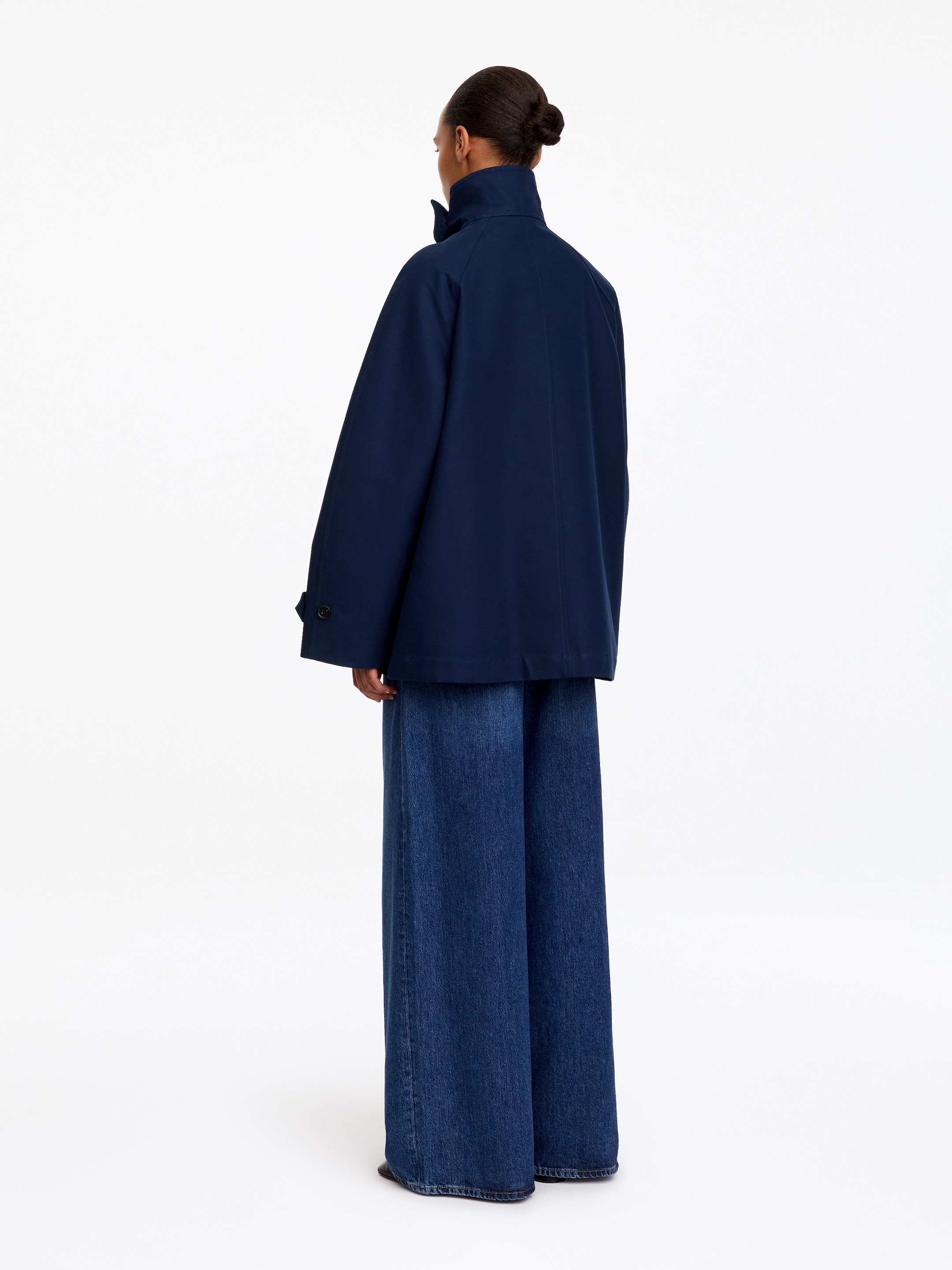 Funnel-Collar Cotton Jacket - Dark Blue - Relaxed fit - women - StillMedia/Lookbook - 9
