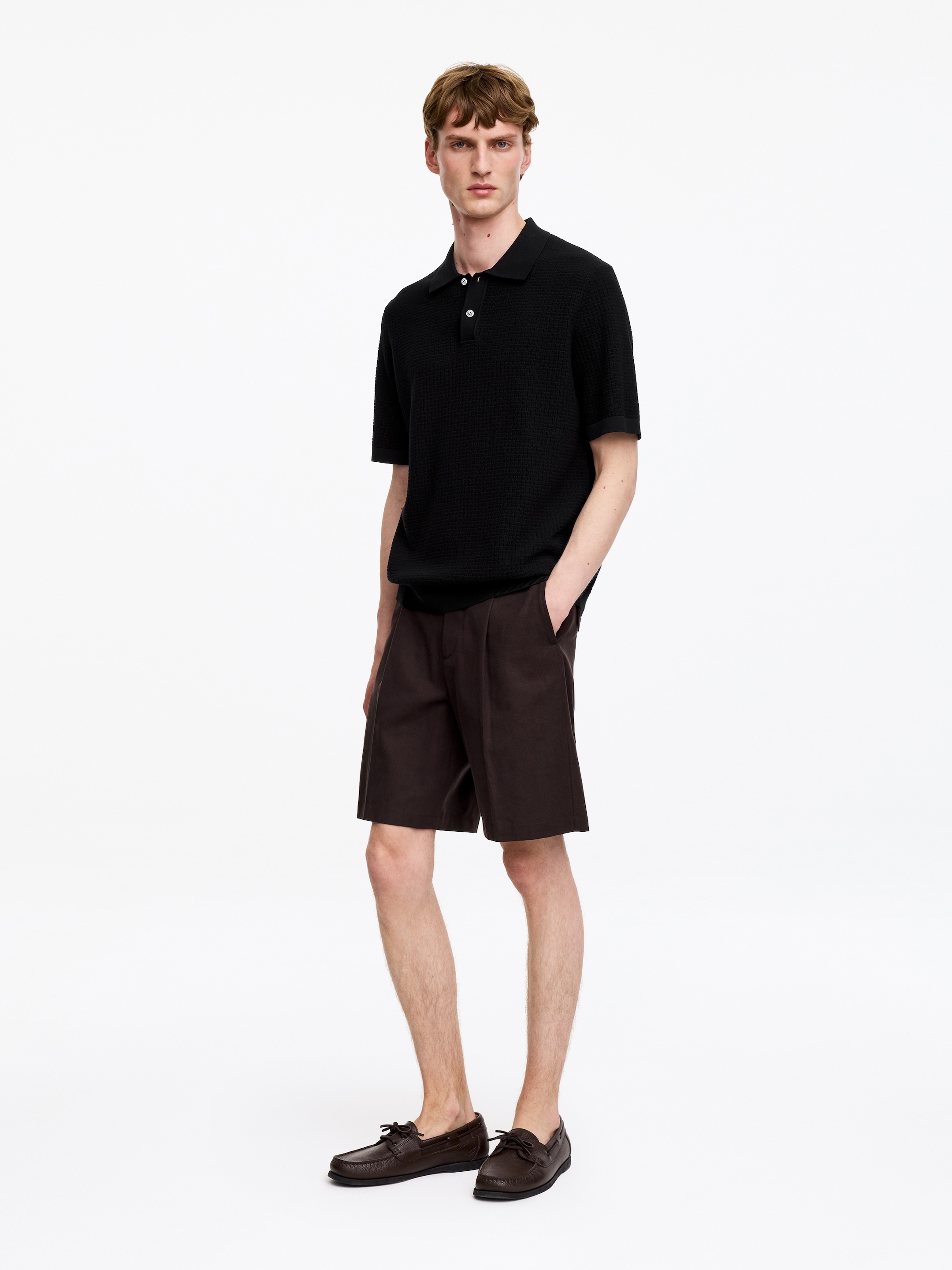 Knitted Cotton Polo Shirt - Black - Regular fit - Men - StillMedia/Lookbook - 3