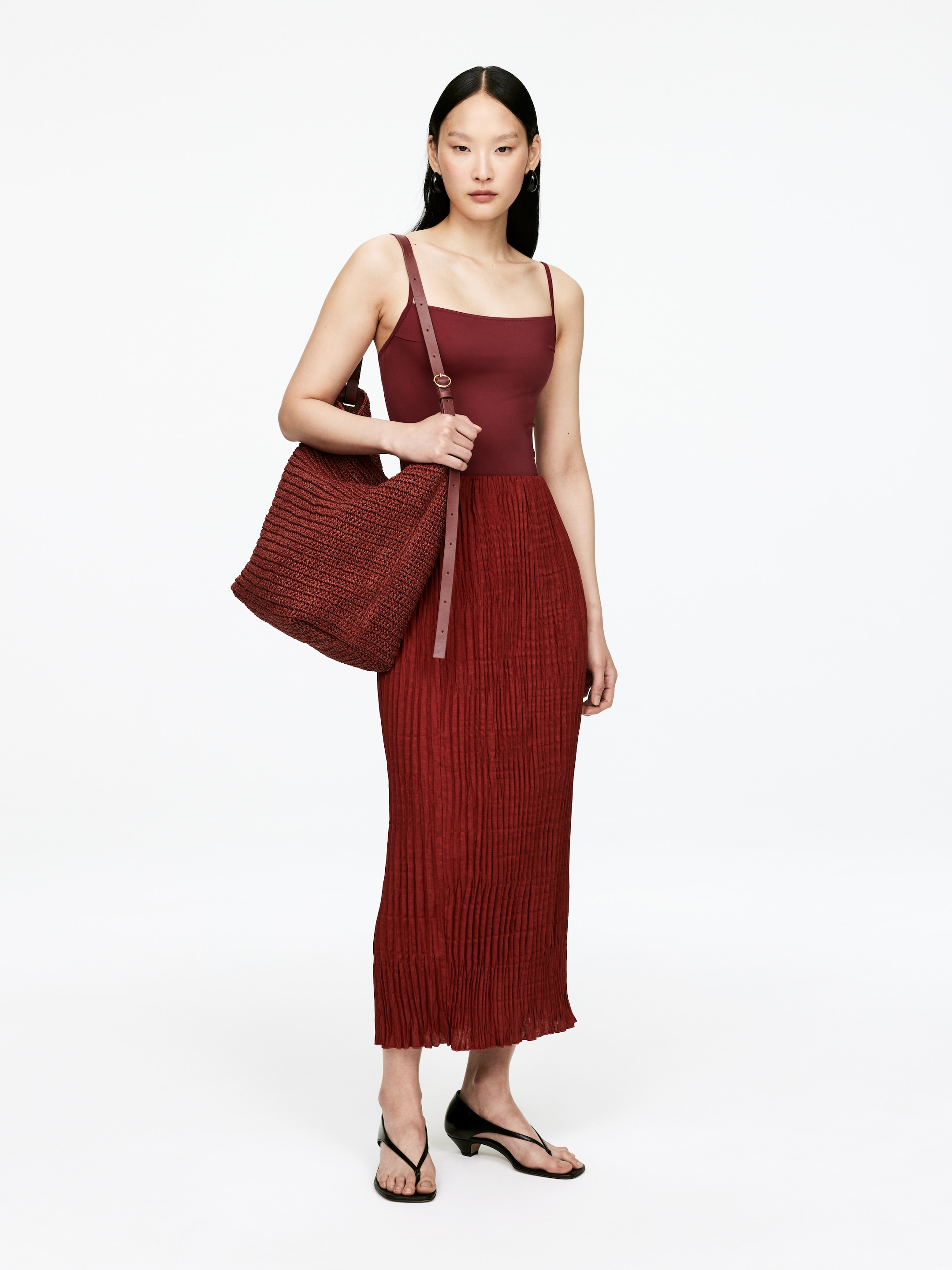 Zobrazit větší obrázek: Taška ze slámy s podšívkou - Reddish Brown - ŽENY | H&M CZ 1