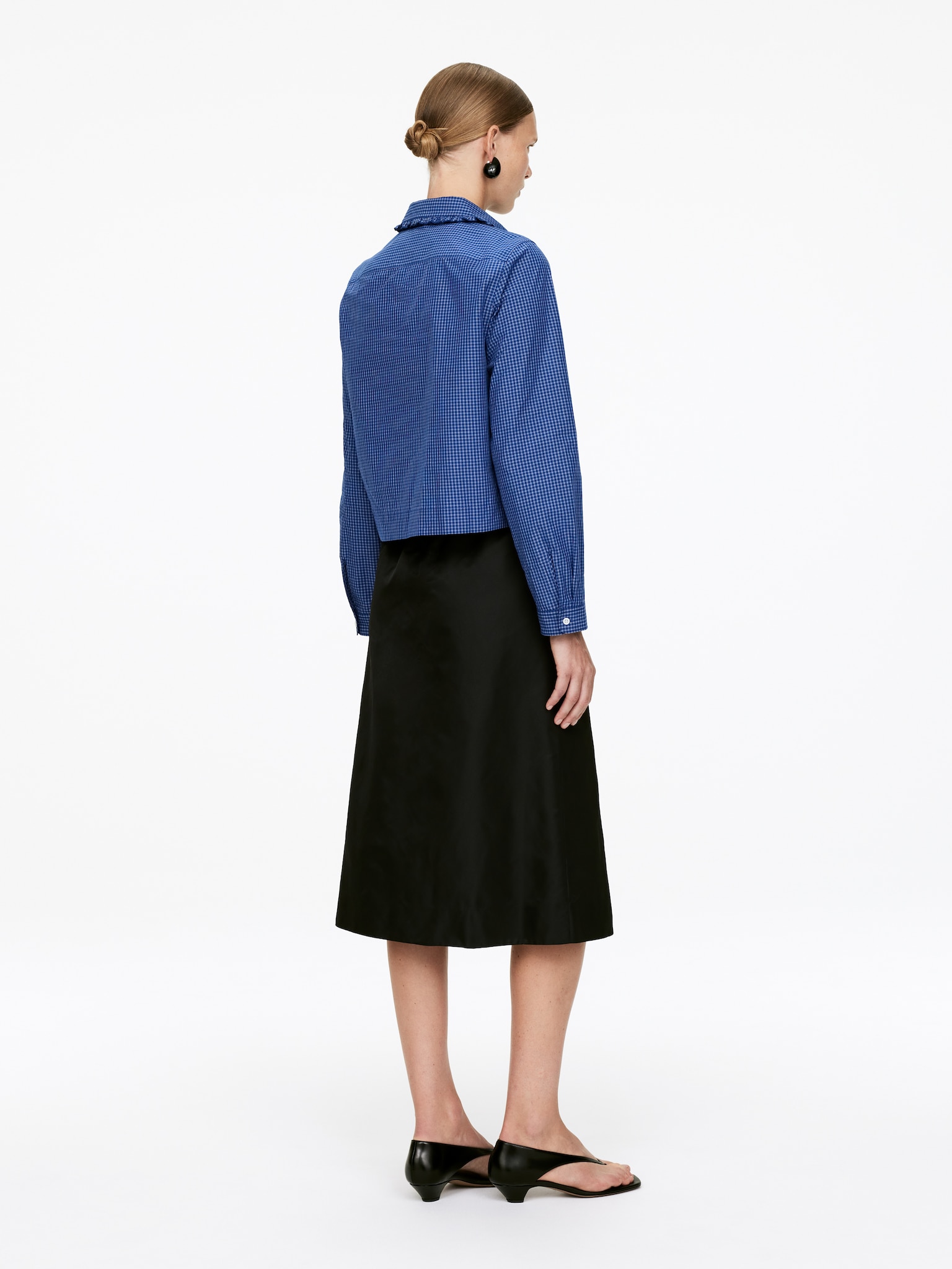 Frill Blouse - Blue/Checkered/White - 6
