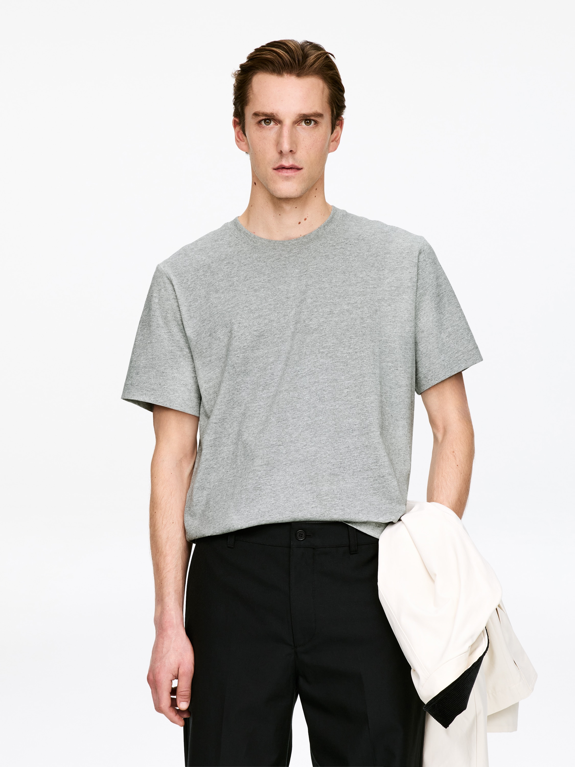 220 GSM Relaxed T-Shirt - Light Grey Melange/White/Dark Blue/Black/Brown/Off White/Dark Brown/Khaki Green