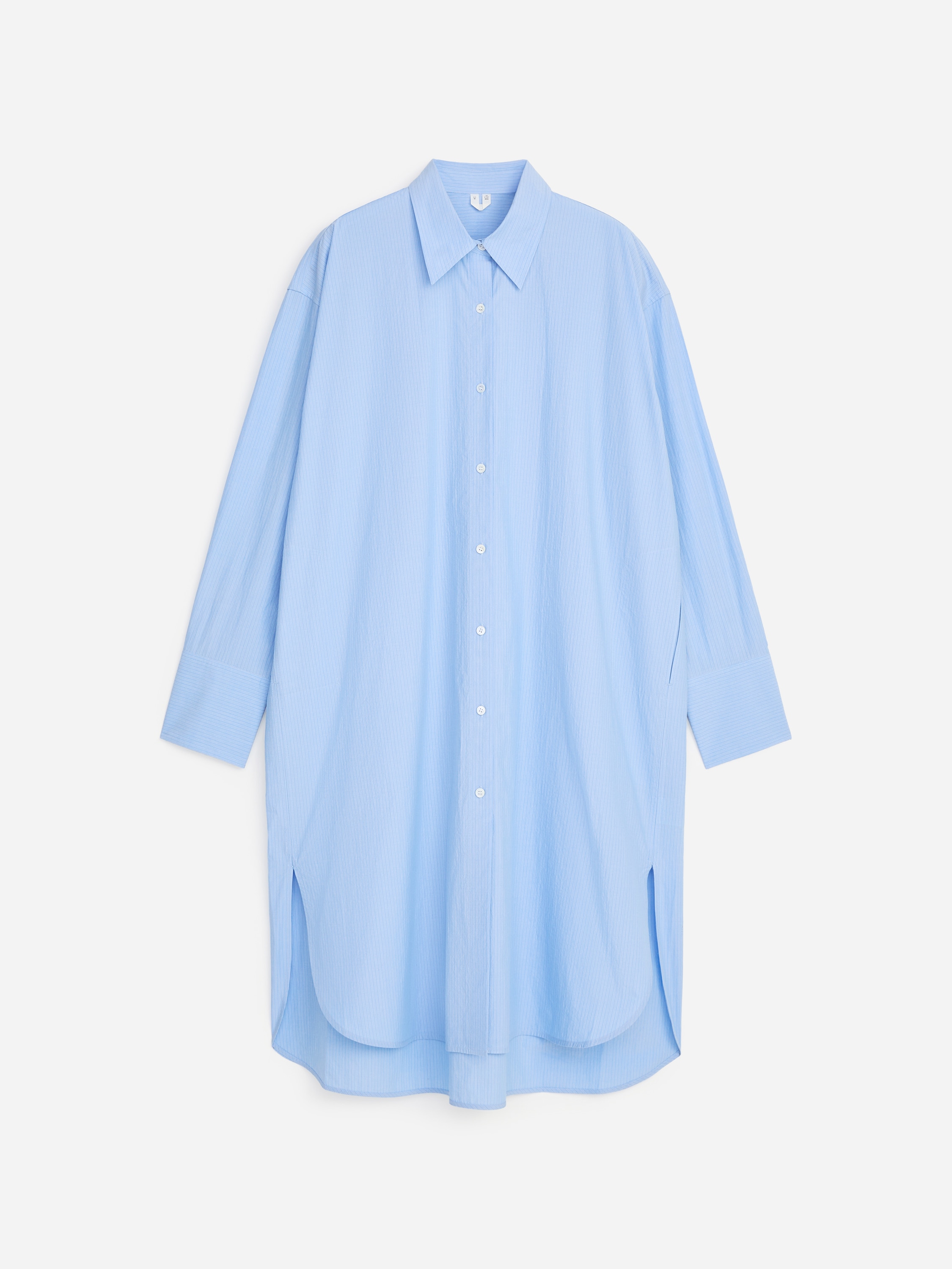 Weites Hemdkleid aus Baumwolle-Blau/Streifen