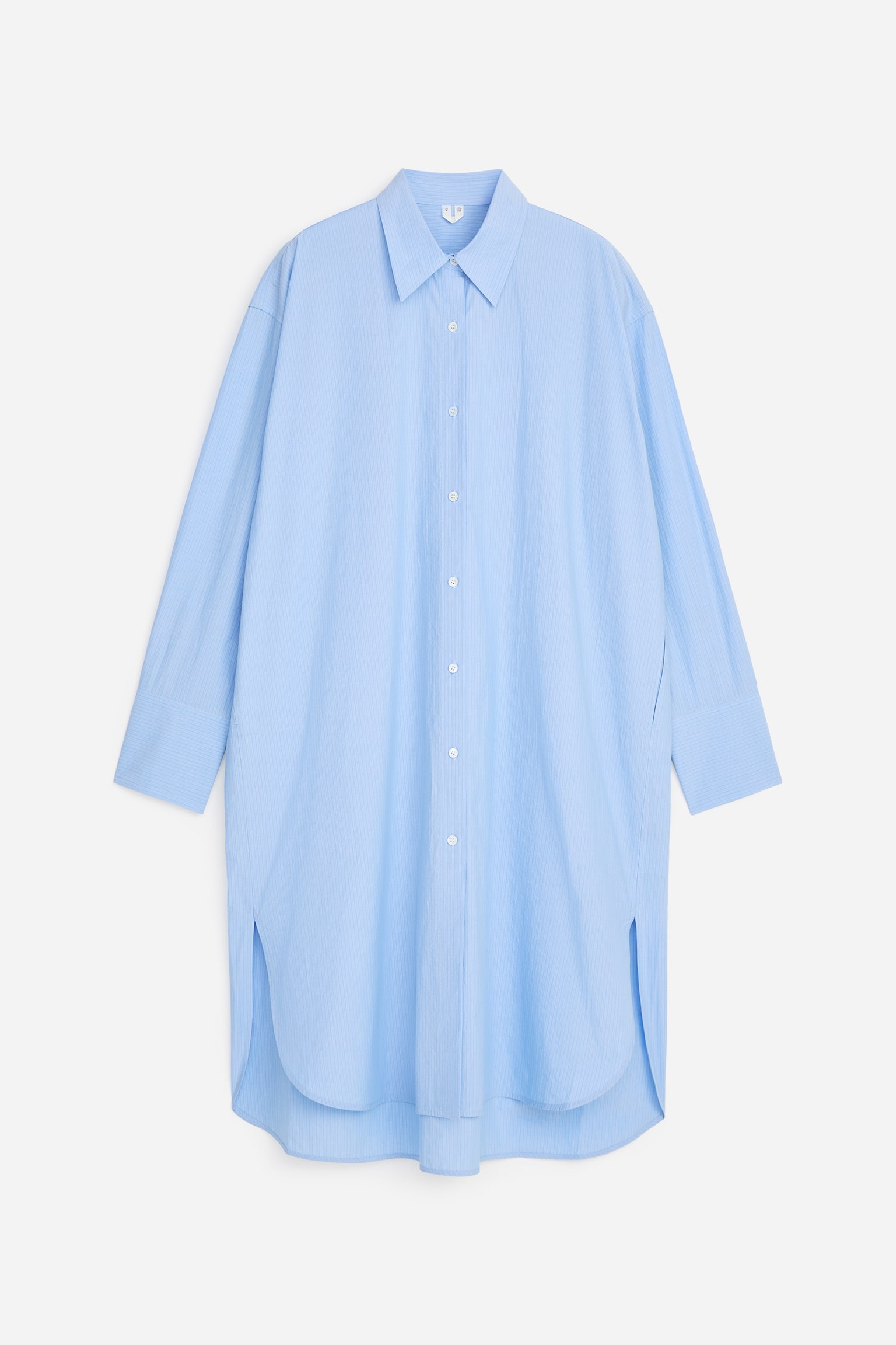 Weites Hemdkleid aus Baumwolle-Blau/Streifen - 2