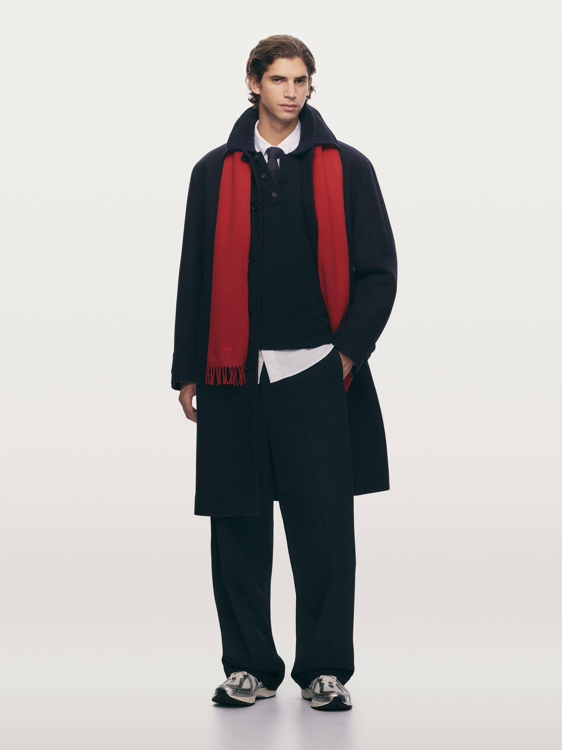 Alpaca Wool Blend Polo Shirt - Dark Blue - Loose fit - Men - StillMedia/Environmental - 1