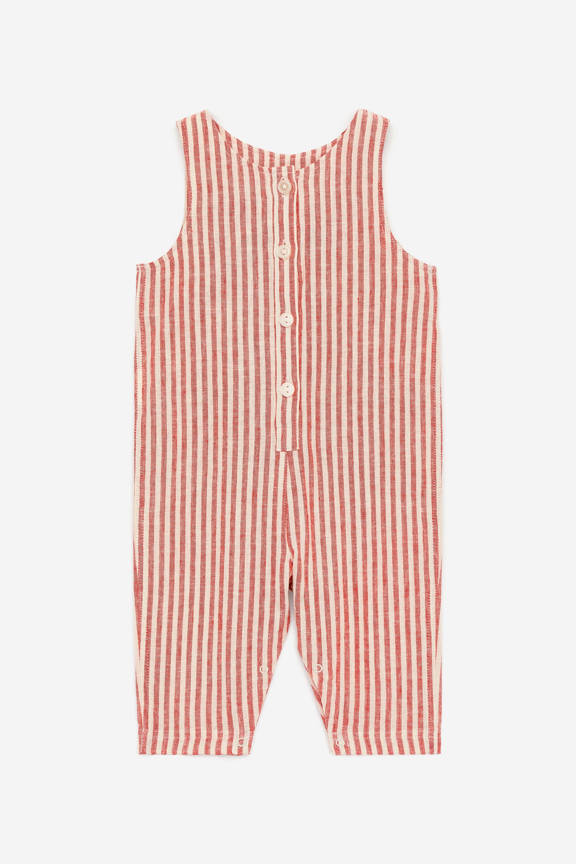 Grotere afbeelding bekijken: Katoen-linnen tuinbroek - Rood/wit - KINDEREN | H&M NL 1