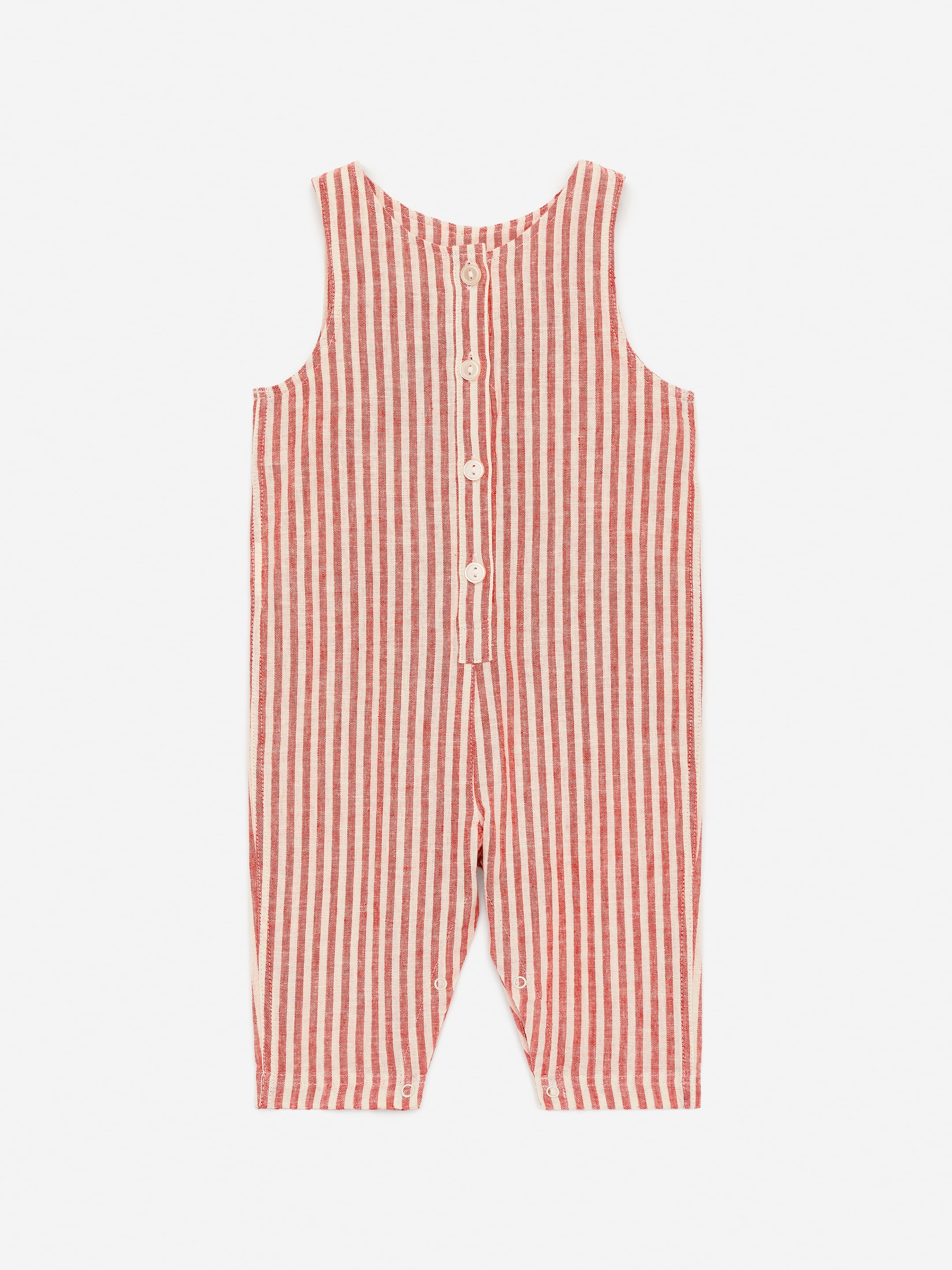Cotton-Linen Dungarees - Red/White - Regular fit - Children - StillMedia/DescriptiveStillLife - 3