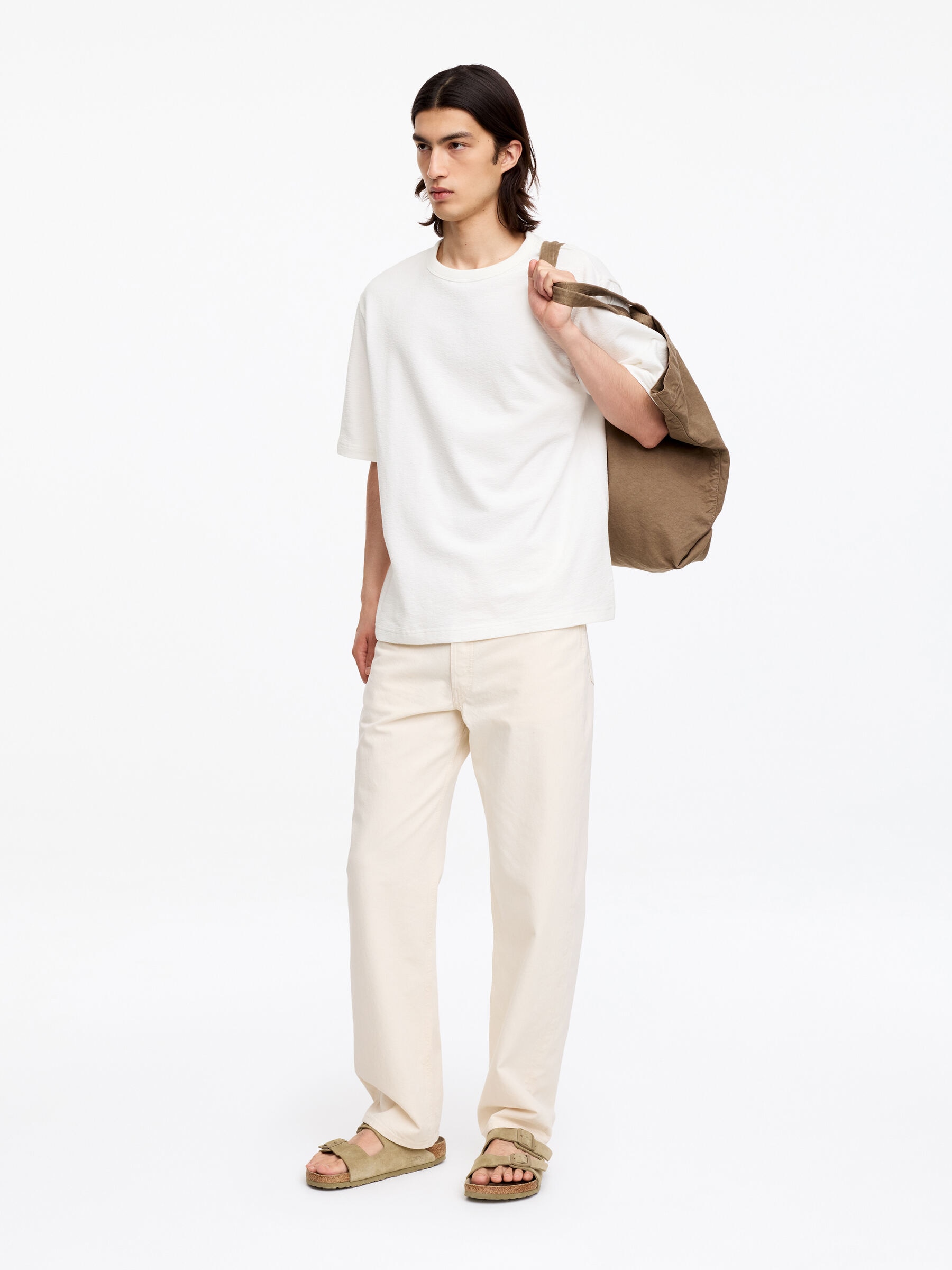 T-shirt bouclé dalla vestibilità rilassata - Bianco sporco - Loose fit - Men - StillMedia/Lookbook - 5