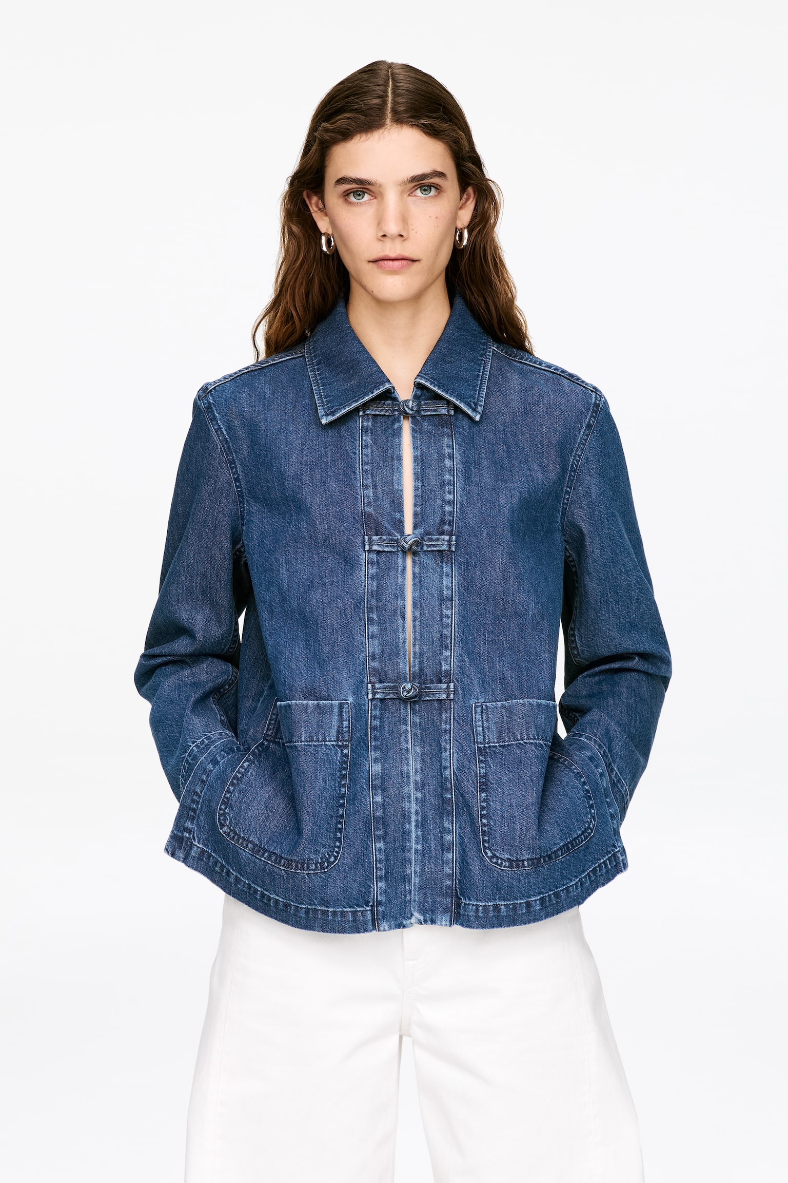 Dżinsowa koszula z diagonalu - Niebieski - 1