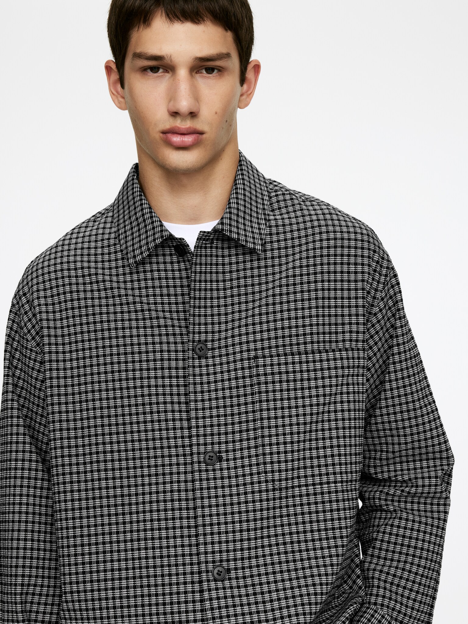 Chemise en crépon de coton - Noir/Blanc - 3
