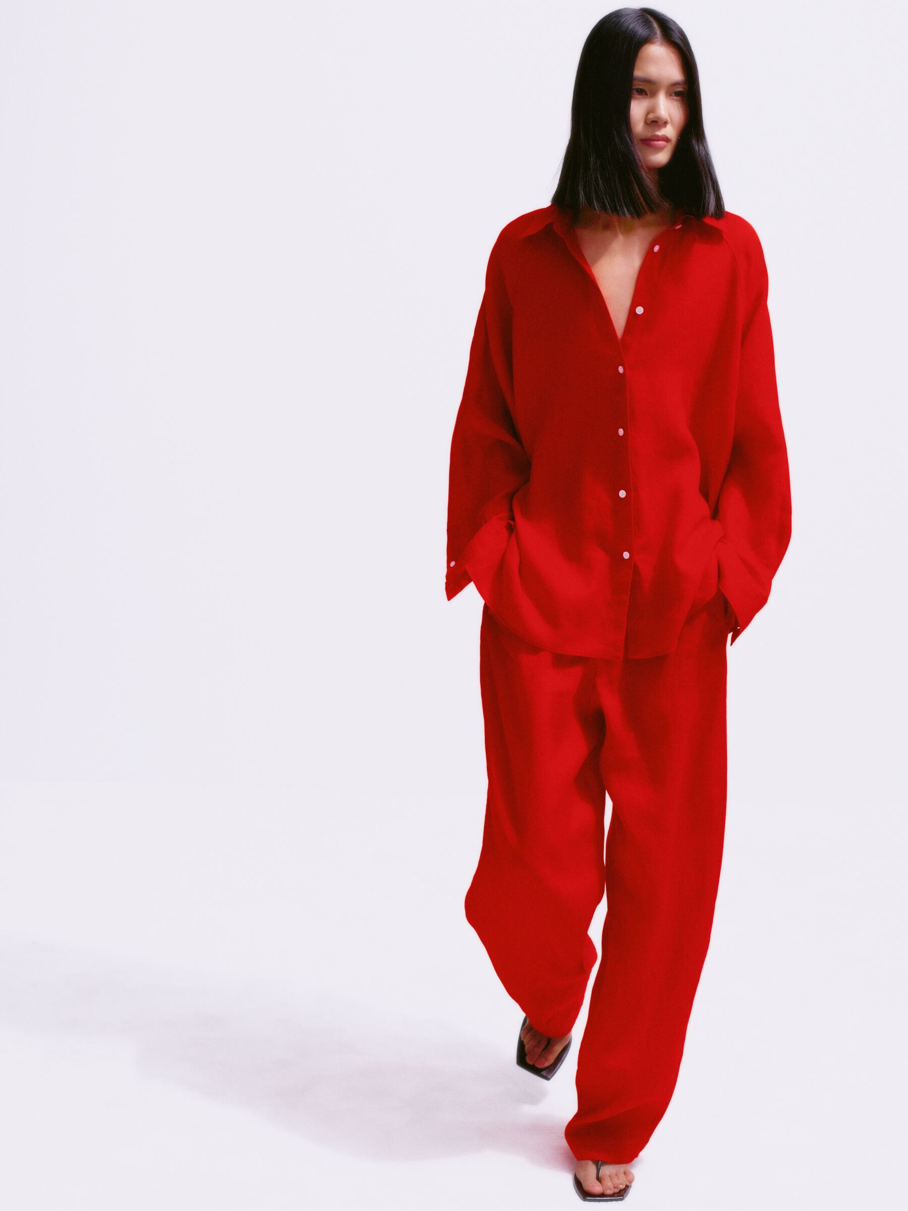 Leather Wedge Flip-Flop Sandals - Black - Women - StillMedia/Environmental - 1