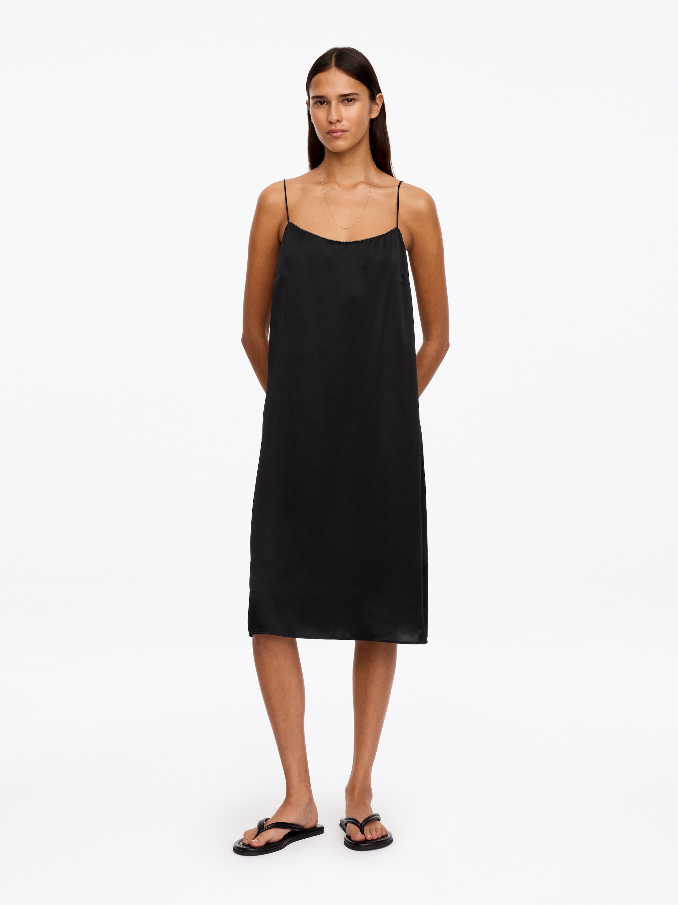 Silk slip dress-Black-20927