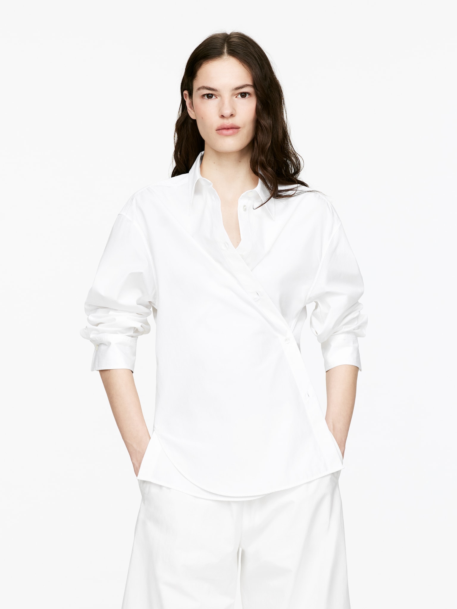 Camisa de popelina con dos estilos diferentes - Blanco