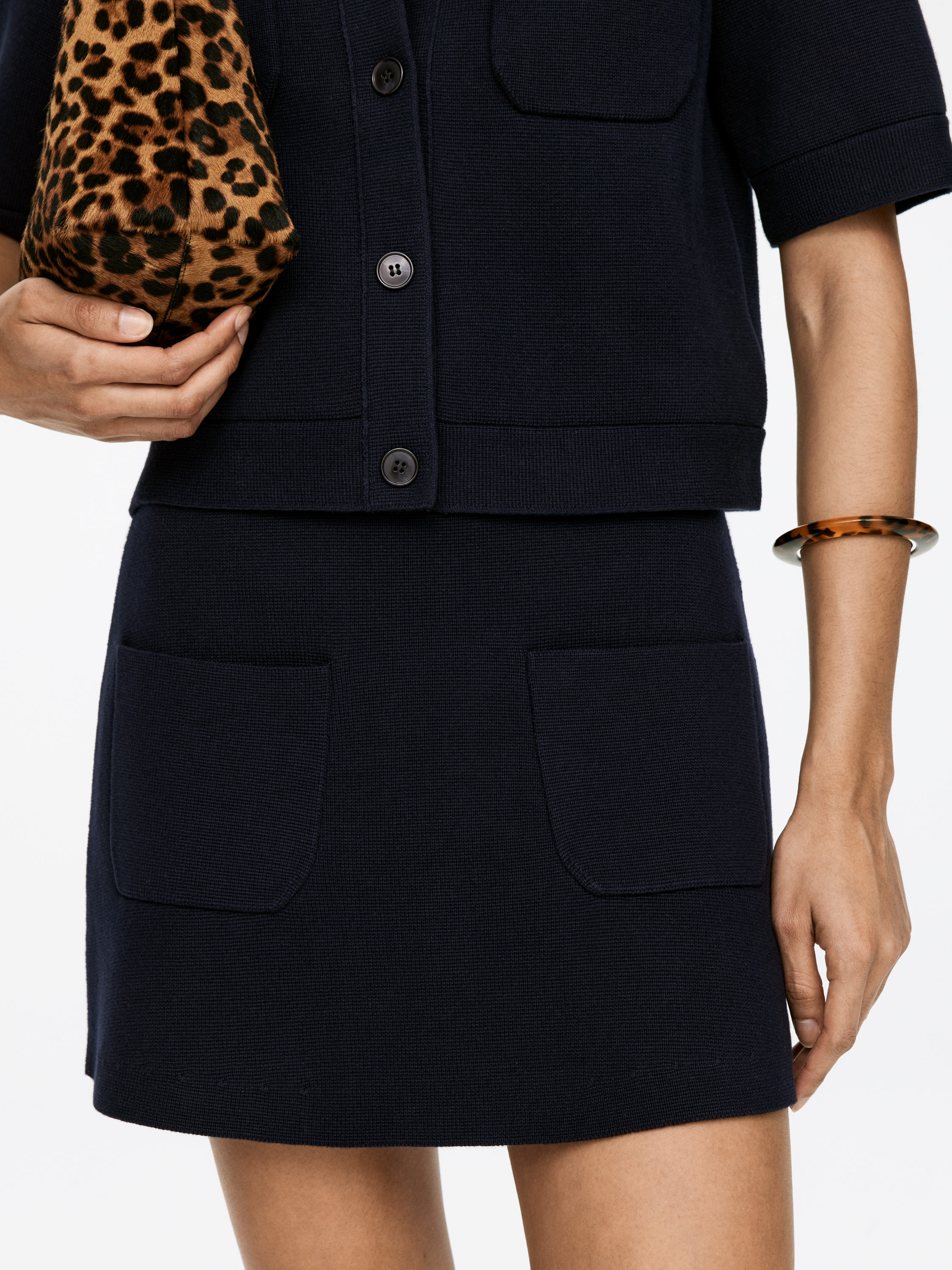 Knitted Mini Skirt - Dark Blue - Regular fit - Women - StillMedia/Lookbook - 6