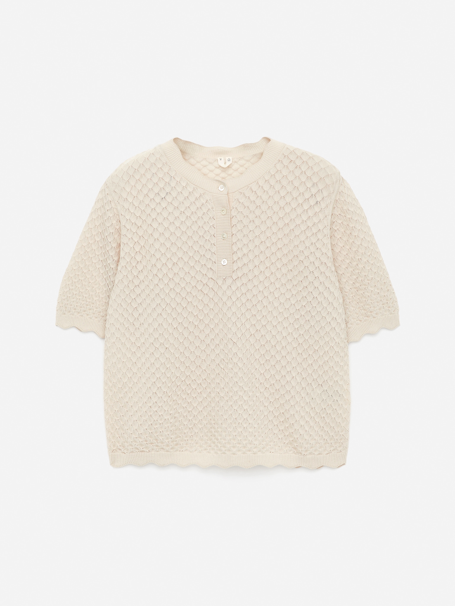 Top con lavorazione a maglia aperta - Beige chiaro/Blu
