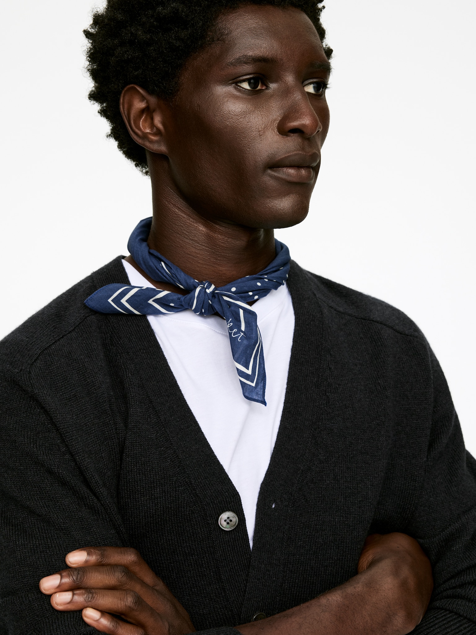 Bandana in cotone - Blu scuro/Bianco sporco