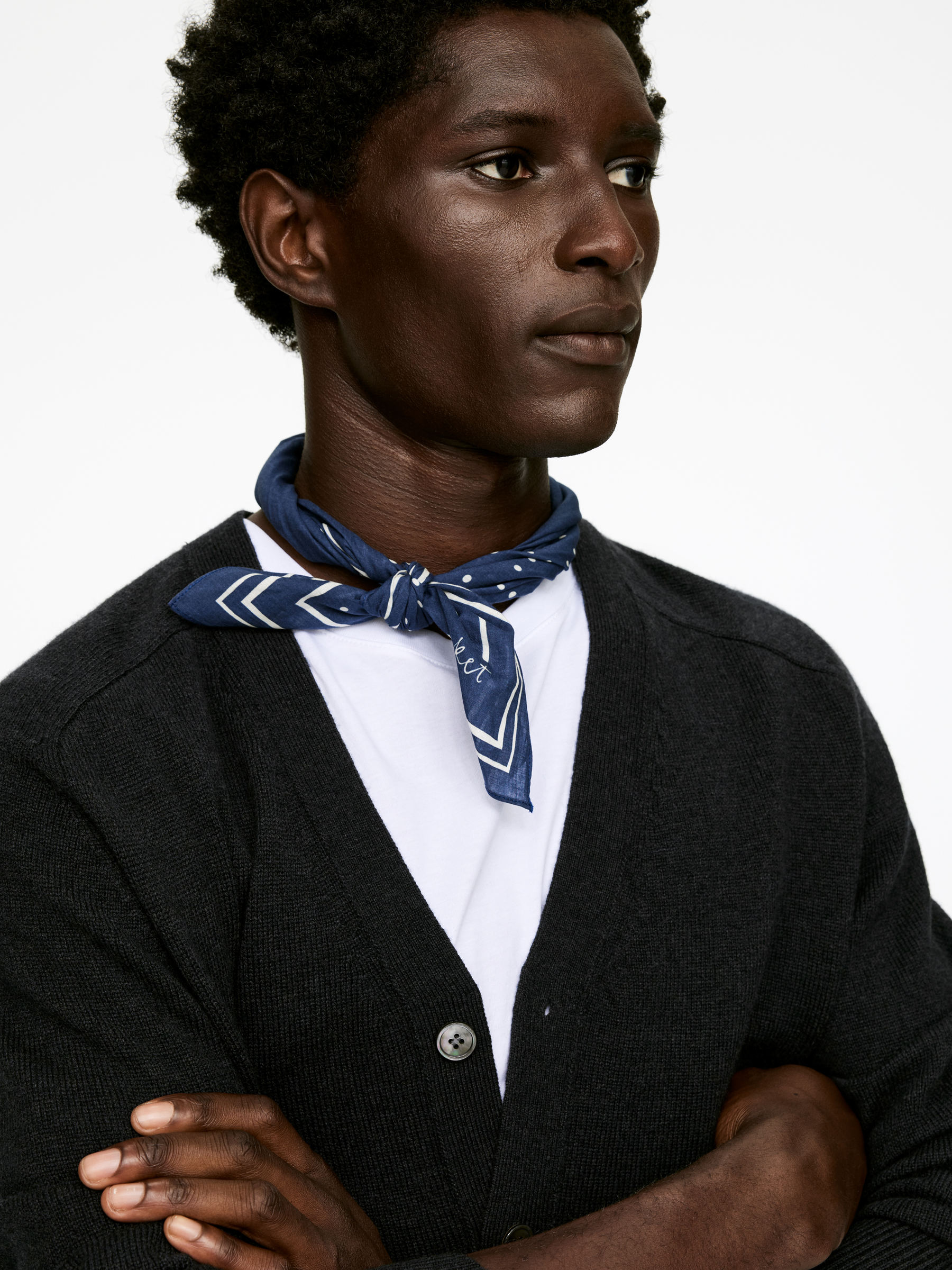 Cotton Bandana - Dark Blue/Off White - Men - StillMedia/Lookbook - 6