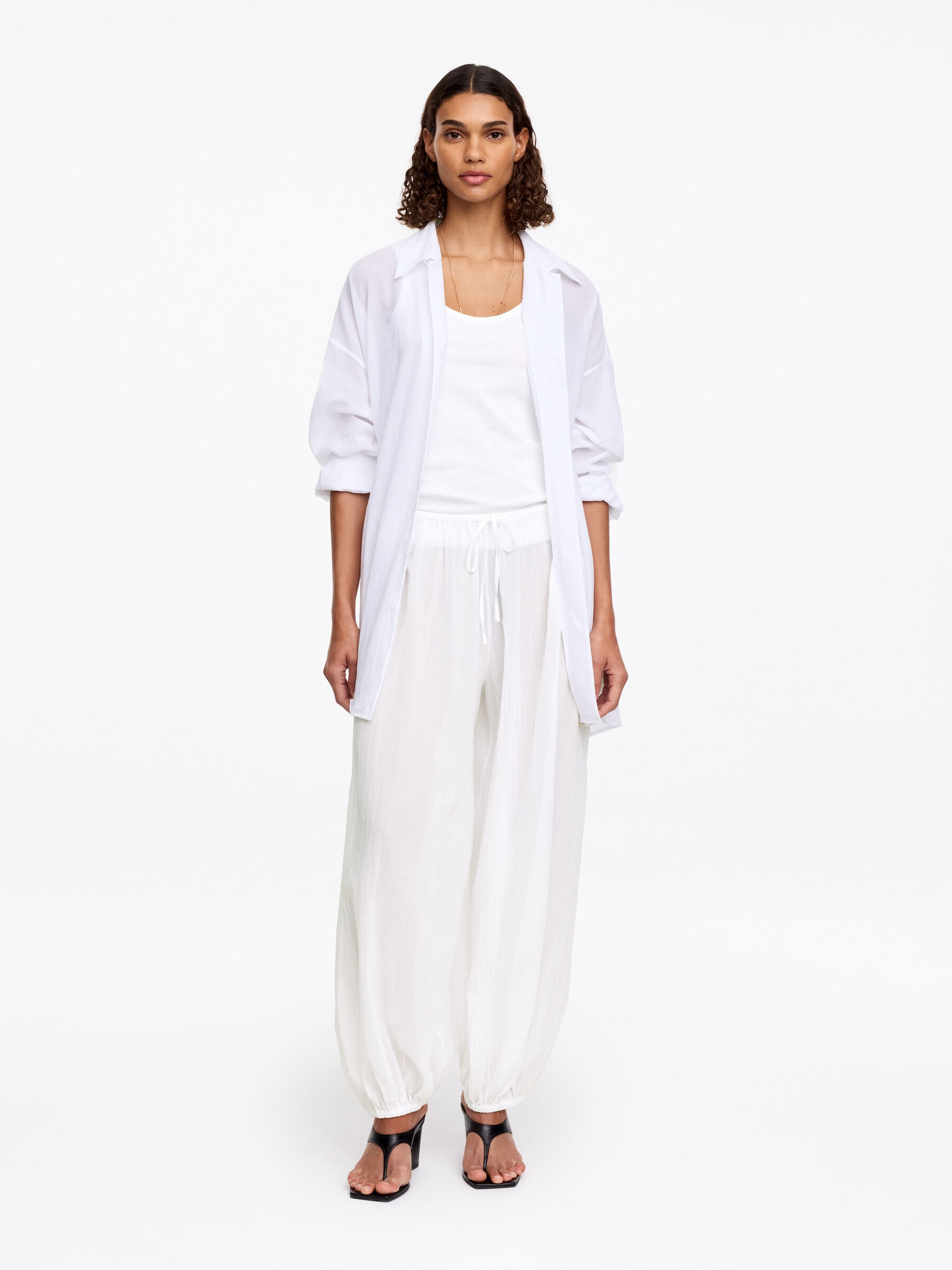 Ballongbyxor i bomull - Vit - Loose fit - Women - StillMedia/Lookbook - 5