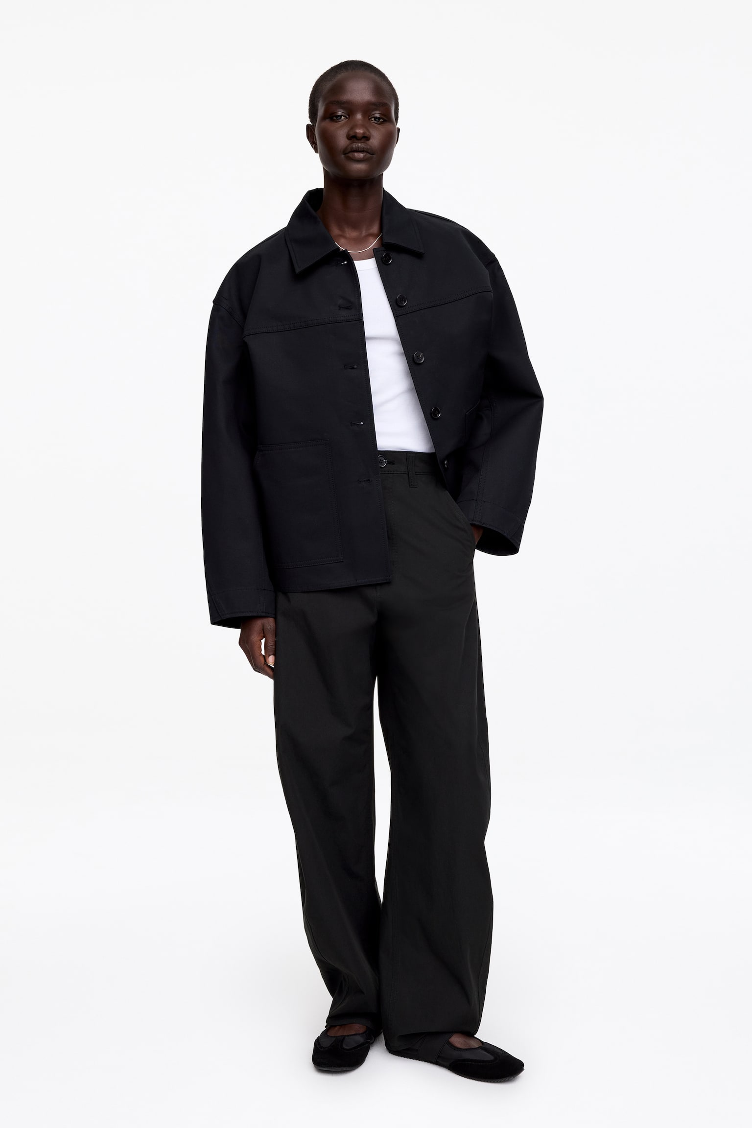 Pantalon jambes barrel - Noir/Beige - 5