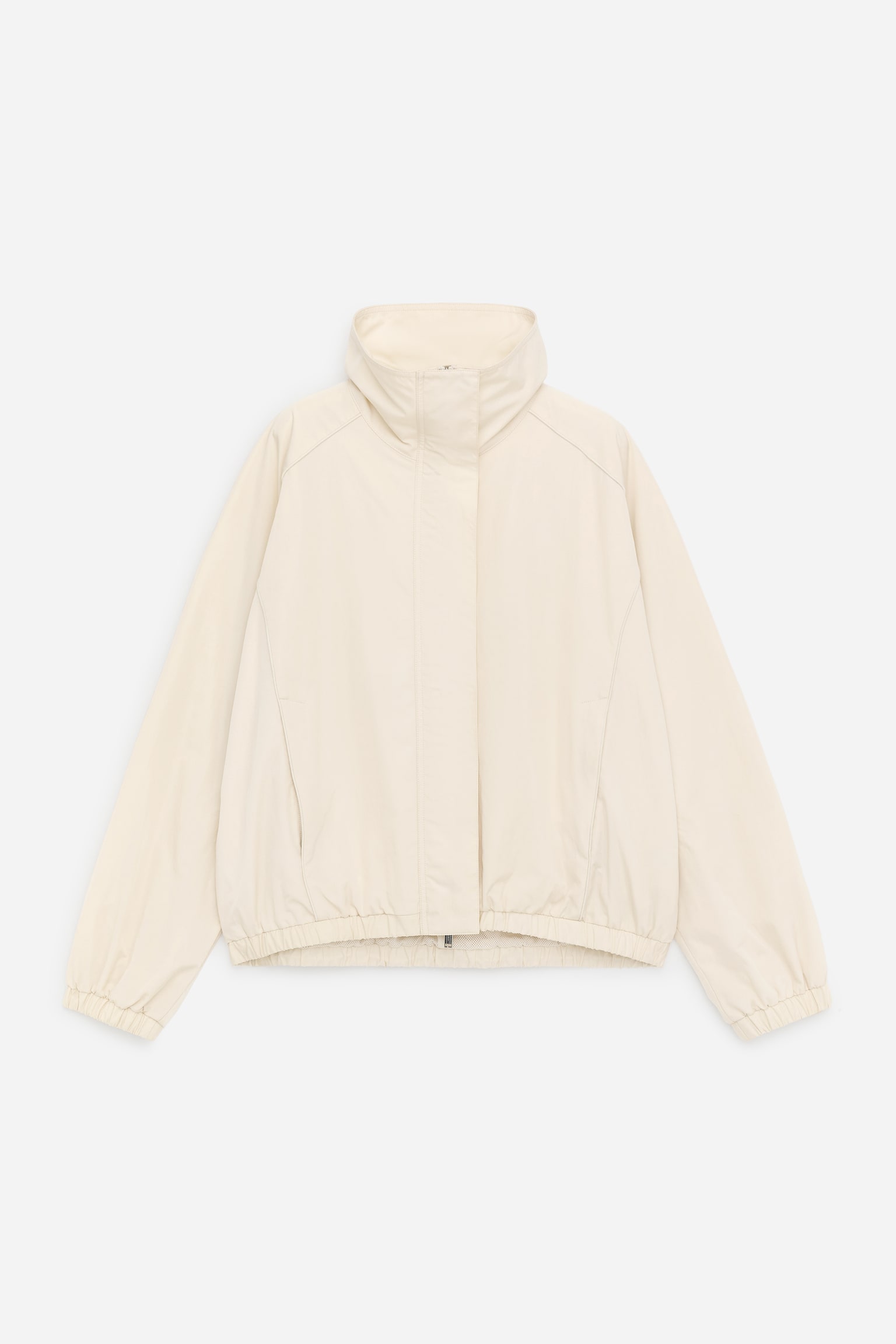 Nylonjacka med hög krage - Off-white/Röd - 2