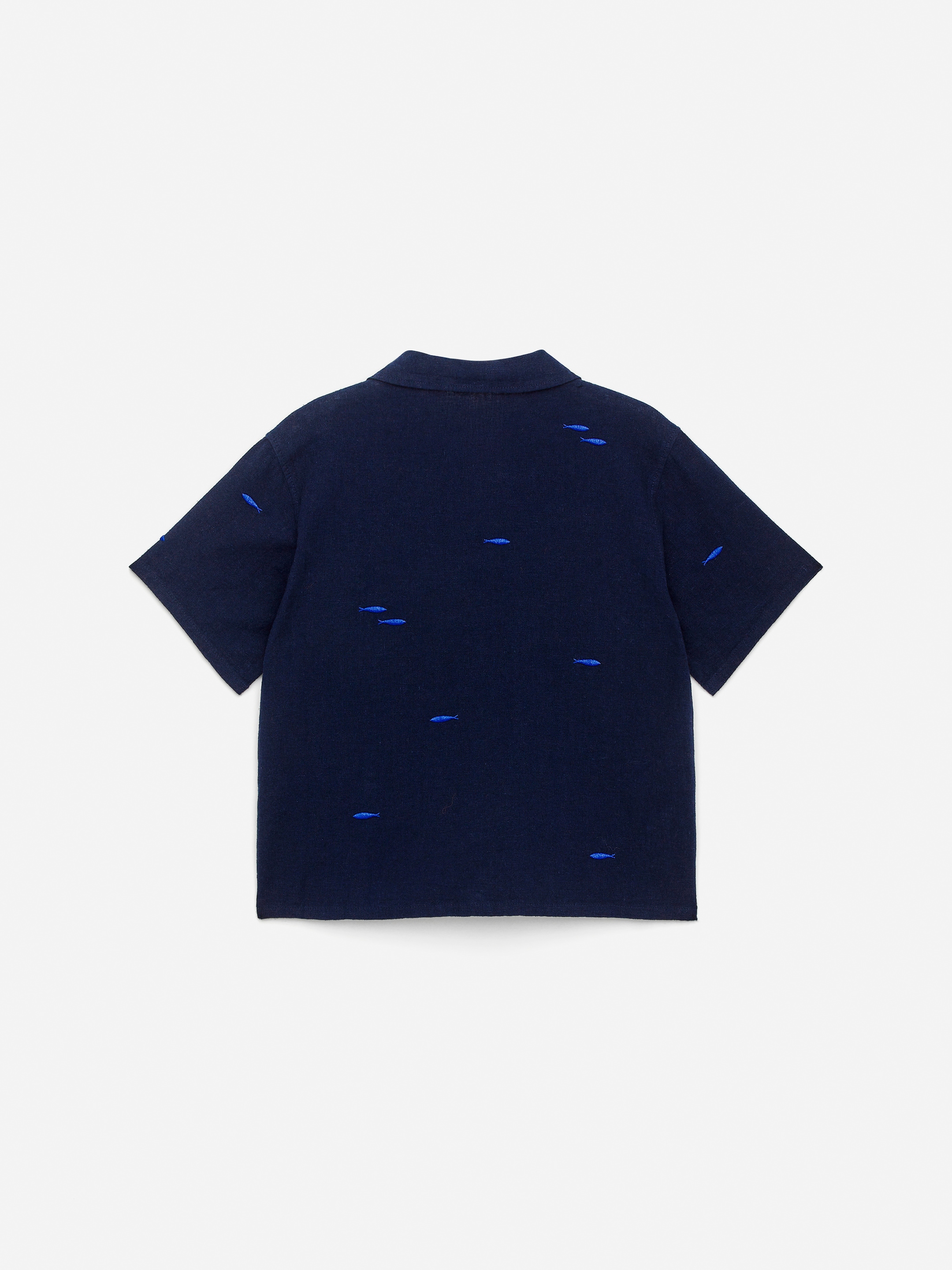 Embroidered Cotton Shirt - Dark Blue/Fishes - Regular fit - Children - StillMedia/DescriptiveStillLife - 1