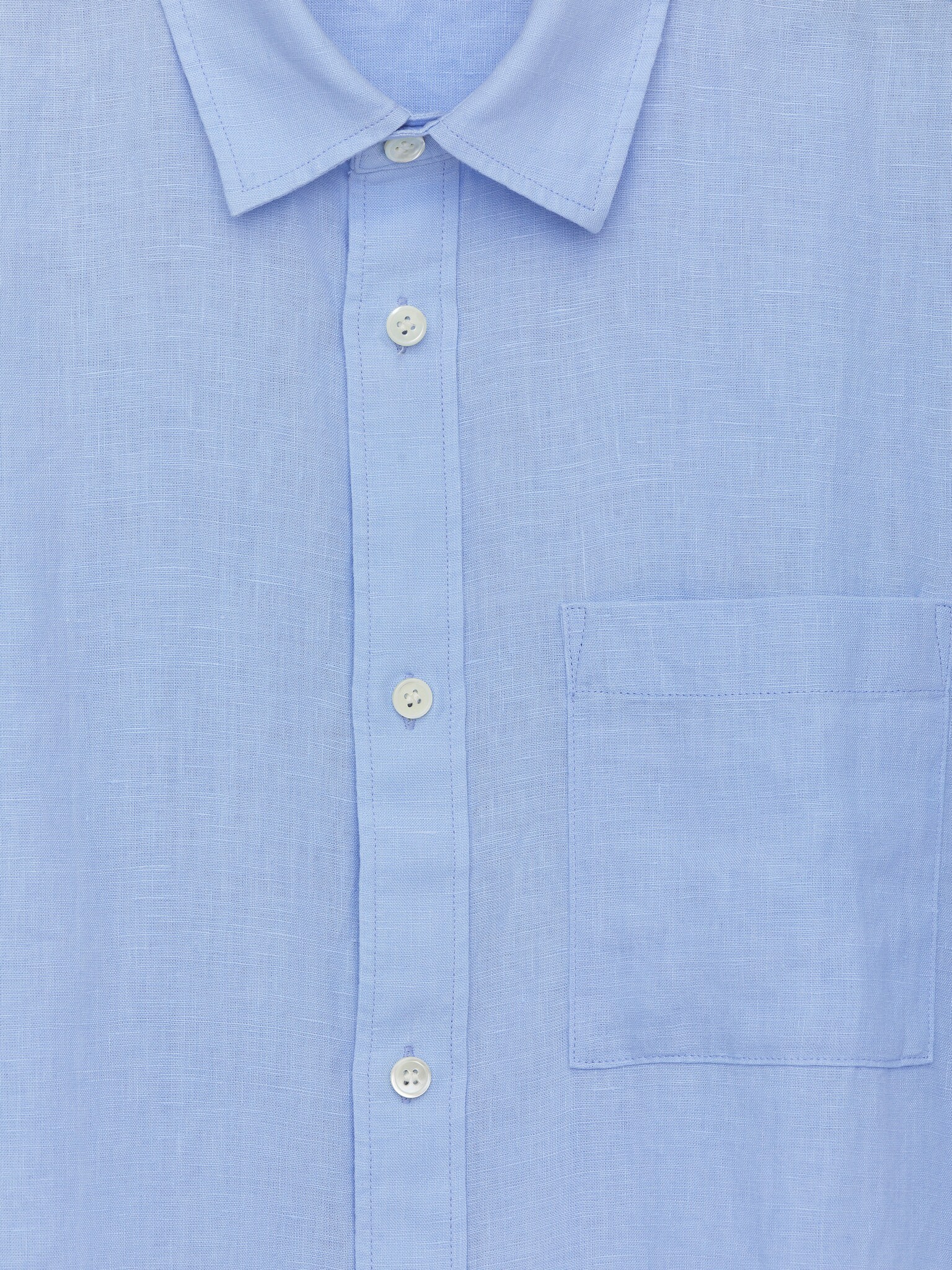 Chemise décontractée en lin - Bleu ciel/gris - 2