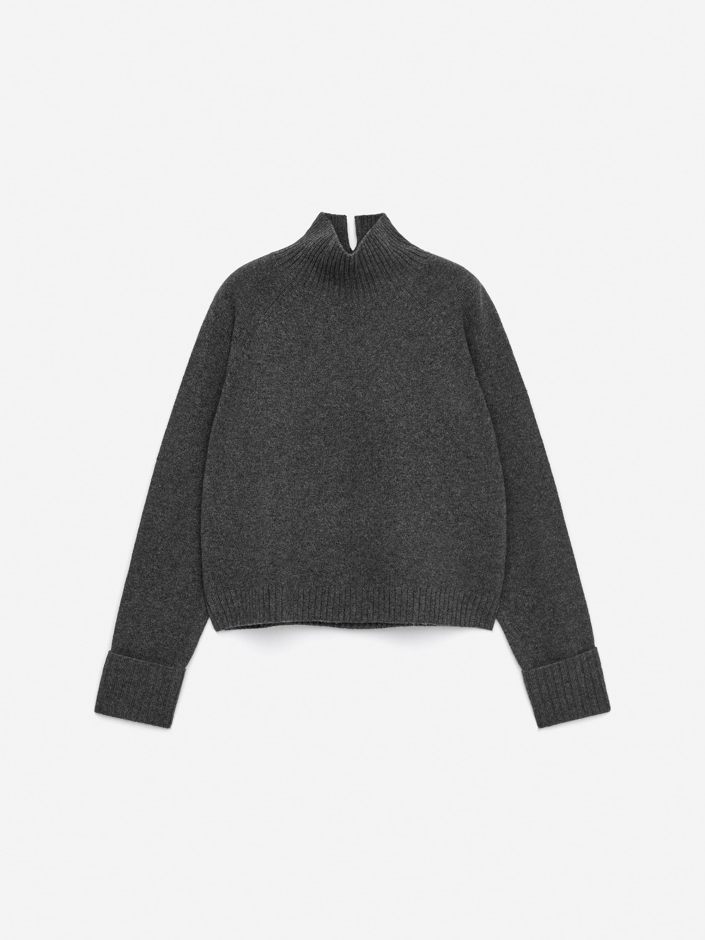Jersey de lana con cuello vuelto - Gris oscuro jaspeado/Negro/Rojo